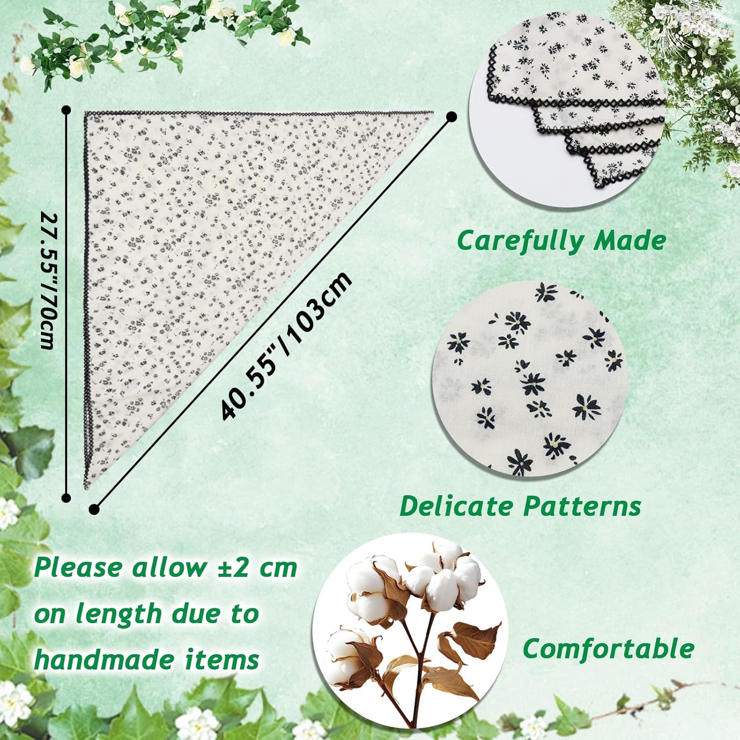 Large Cotton Bandanas for Women, 27 x 27 inch Hair Neck Scarf, Headband Square Scarf - Image 4