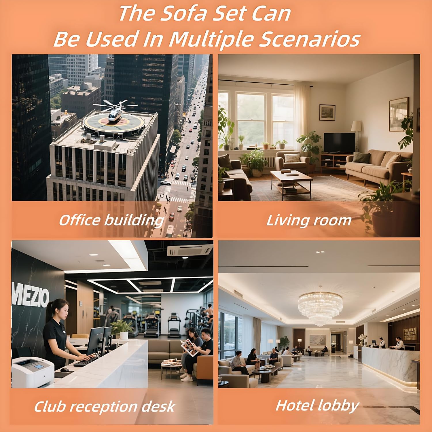 90.6IN Arc - Shaped Sofa Set - Living Room Sofa, Sofa Modules | Paired with Nested Coffee Tables, Thickened Cushions & Ergonomic Comfortable Backrests (Style A)