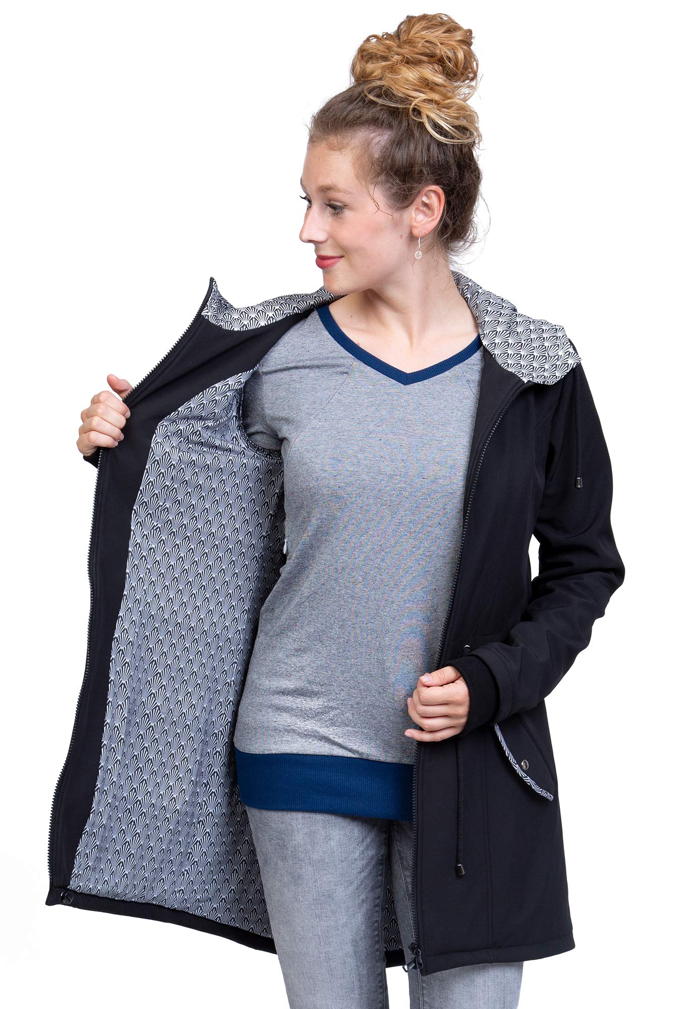 Viva la Mama 4in1 Trageparka für Tragen auf dem Rücken oder der Brust, Allwetter Softshell - PINA