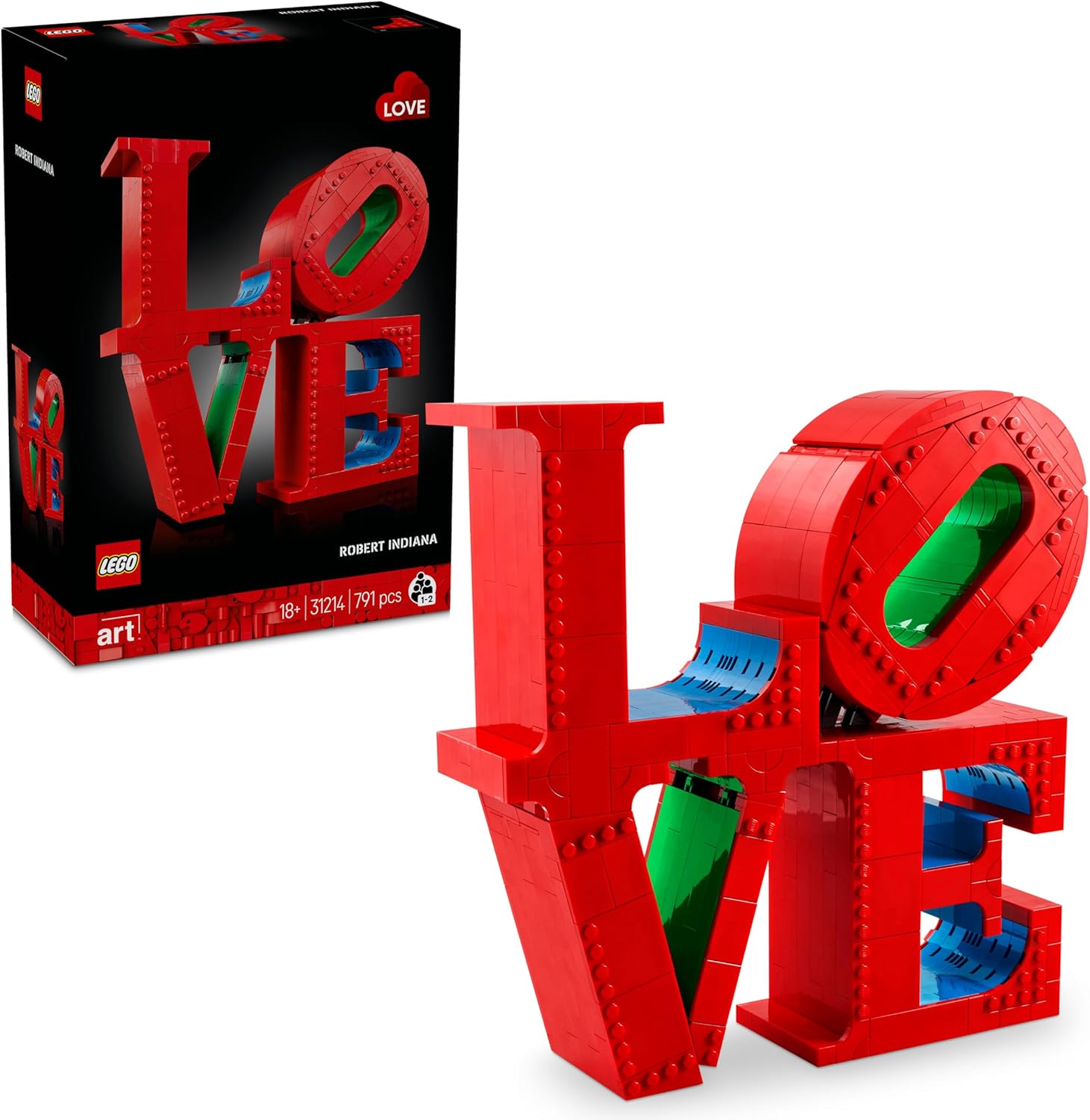 LEGO Art LOVE Yapım Seti 31214 – Yetişkinler için Ofis veya Ev Hediyesi Olabilecek Robert Indiana Heykeli Dekoratif Yapım Seti, Çiftler için Nişan veya Sevgililer Günü Hediye Fikri (791 Parça)