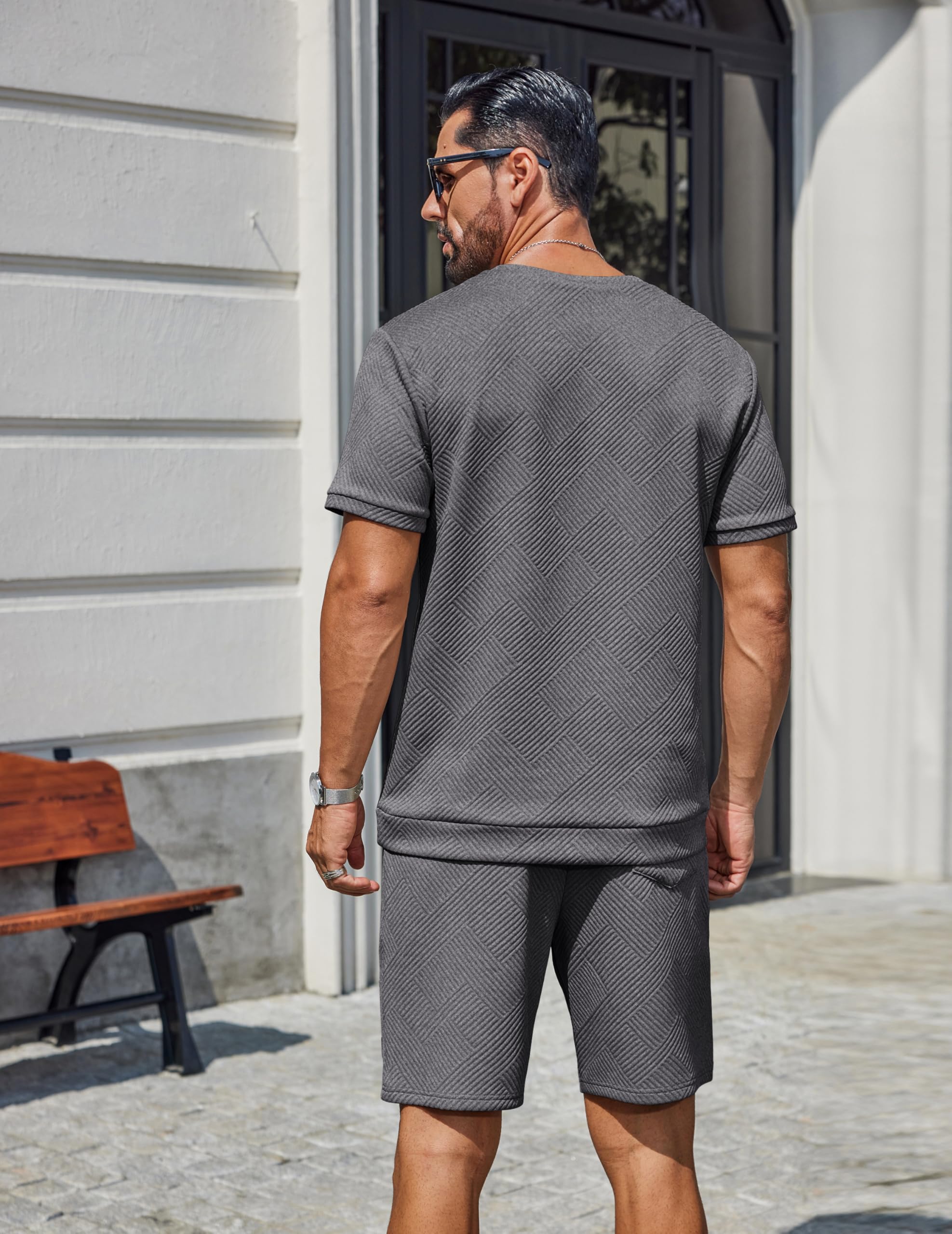 COOFANDY 2-teiliges Set aus Hemd und Shorts für Herren