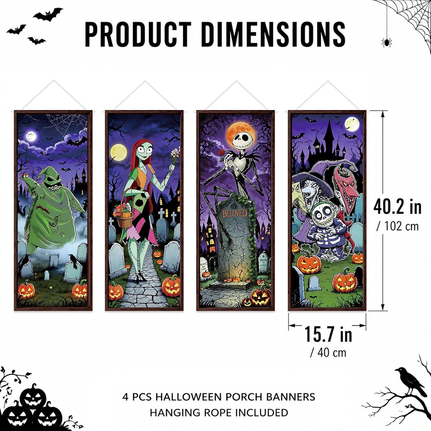 4PCS Halloween Decorations Nightmare Before Birthday Christmas Decor