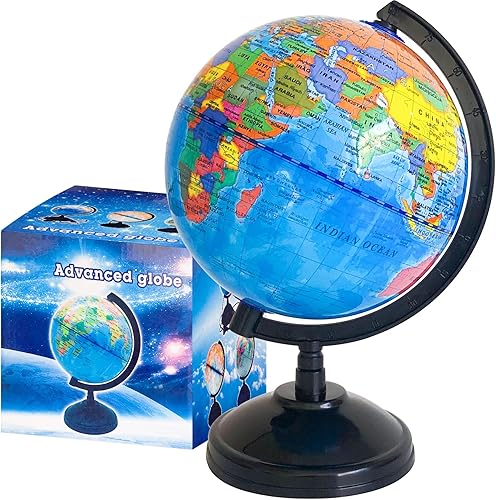 Globo mundial geográfico de 6 pulgadas para niños, globo educativo con soporte, decoración decorativa giratoria de mapa del mundo, globo político