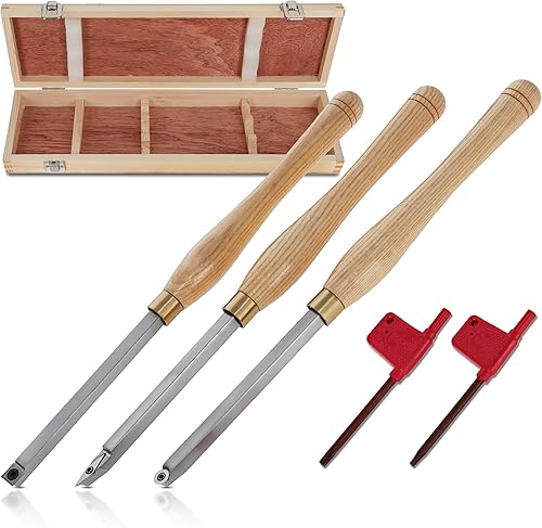 ABN Herramientas de torno de carburo para torno - 3 piezas de mango largo para carpintería texturizada, punta de carburo para torno