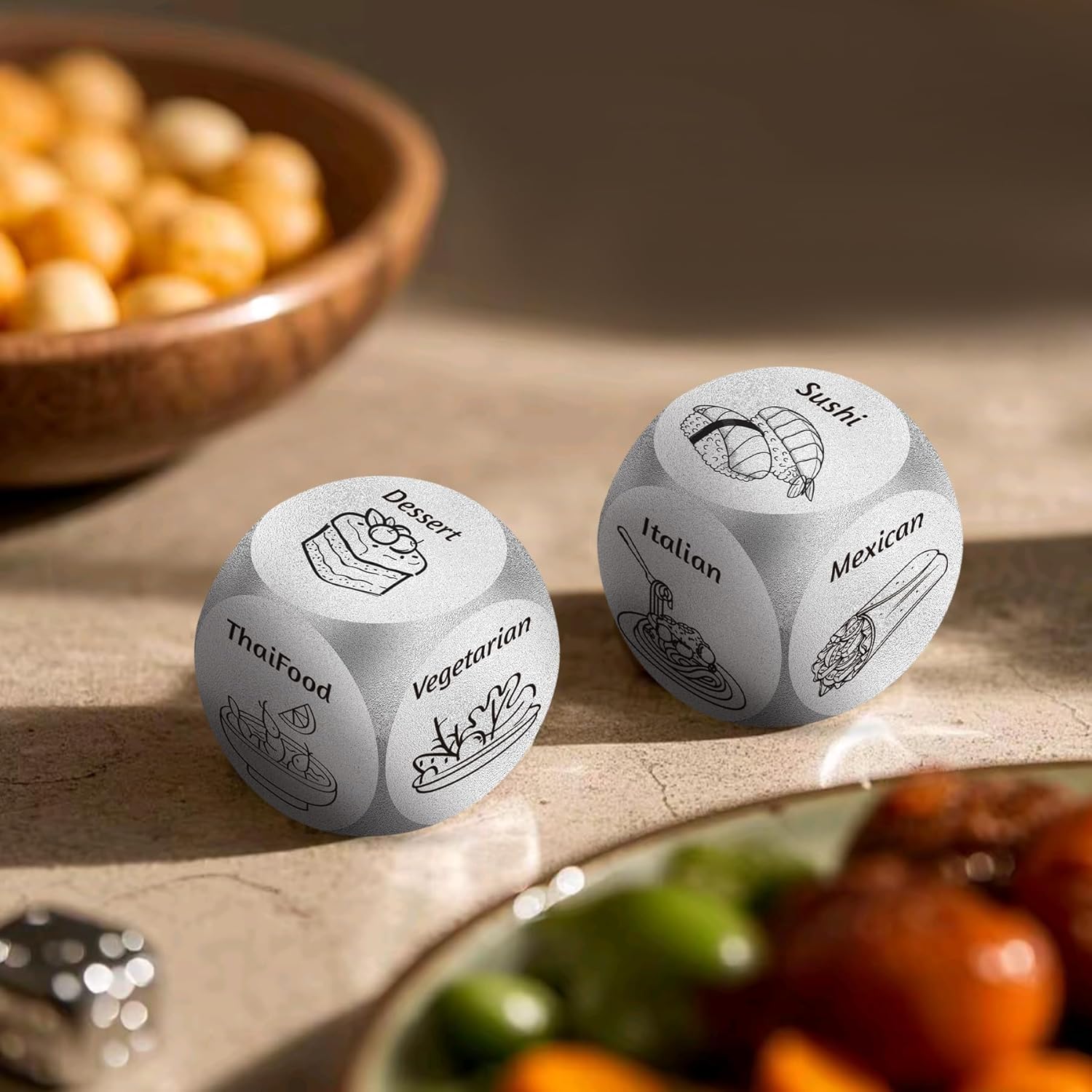 Anniversary Wedding Gifts for Couples - Food Dice Decision Game, Couples Games for Adults, Interactive Date Night Dice Games for Wife, Husband - Mothers Day, Birthday Gifts (Food dice A)