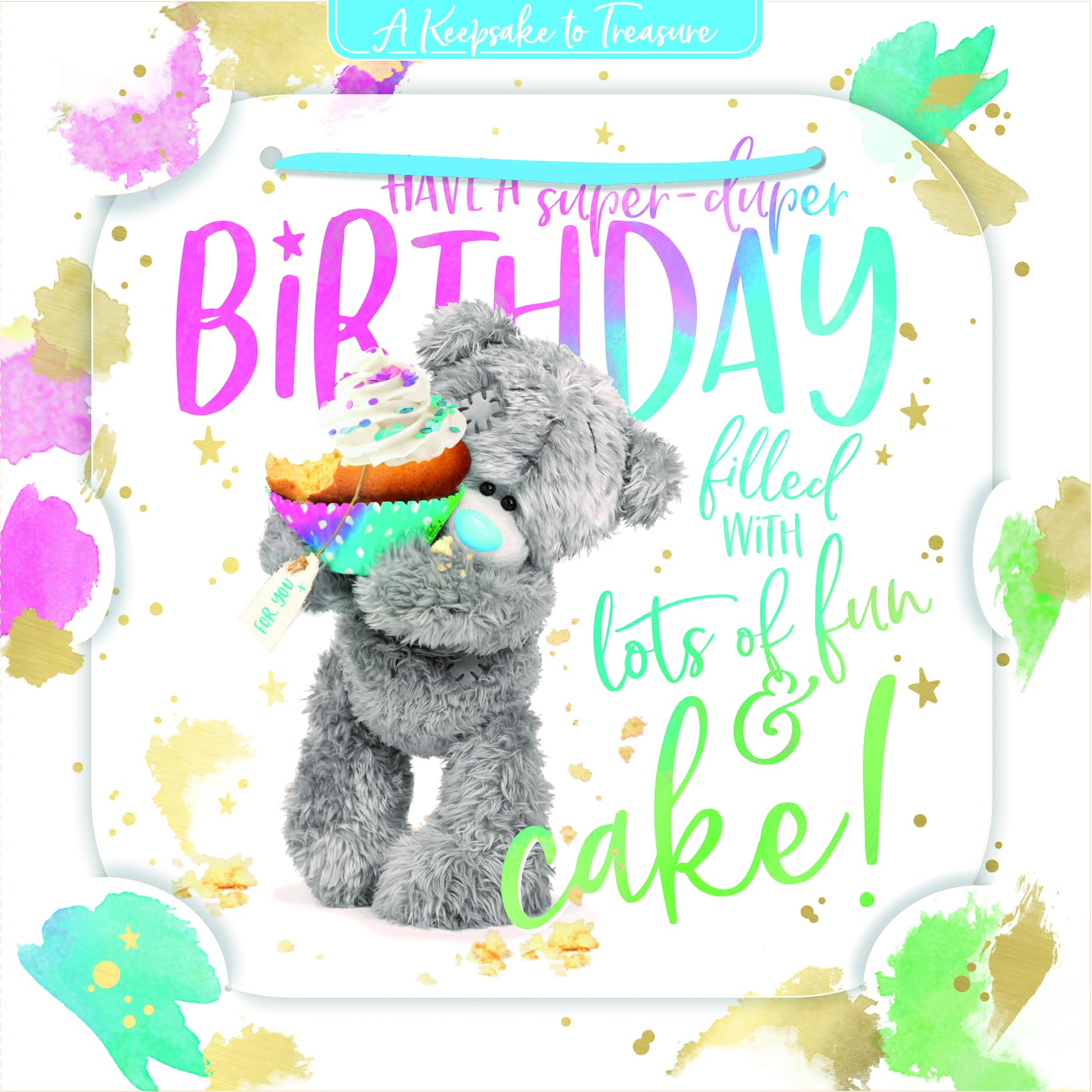 Me To You Tatty Teddy 3D Luxury Keepsake Birthday Card, Super-Duper Birthday 6 x 6 - Official Collection
