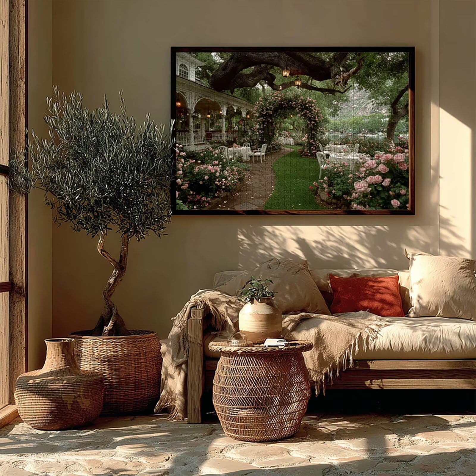 Puzzle Arte con Scatola Giardino, Rosa Puzzle Legno 2000 Pezzi Adulti 99x70cm, Attività di Intrattenimento ad Alta Difficoltà, DIY Classici Gioco, Jigsaw Per Tutta La Famiglia, Estate Regalo, M-8126