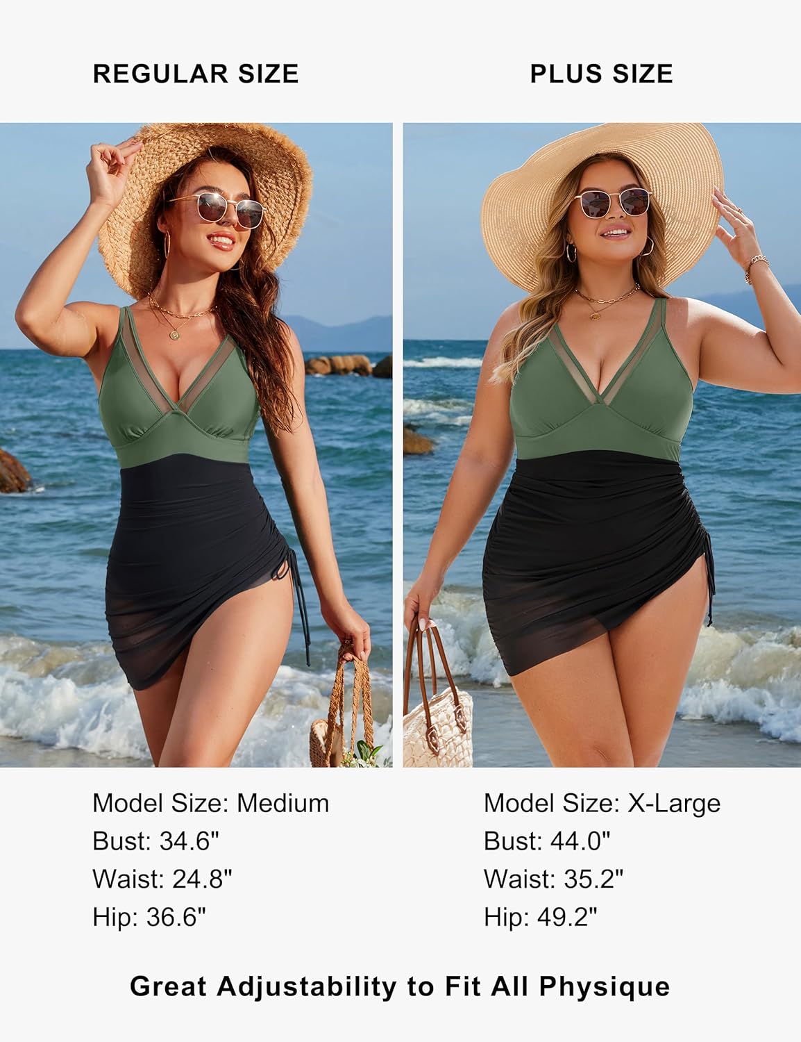 Blooming Jelly Women's One Piece Swimsuit Tummy Control Swim Dress Modest Bathing Suit Mesh Sarong Wraps Swim Suits - Image 5