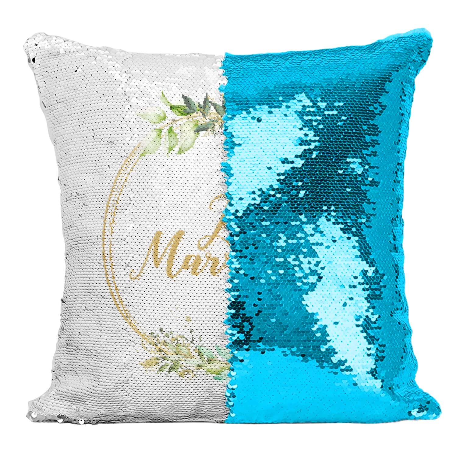 Coussin de Mariage Turquoise à Paillettes pour Photo Souvenir