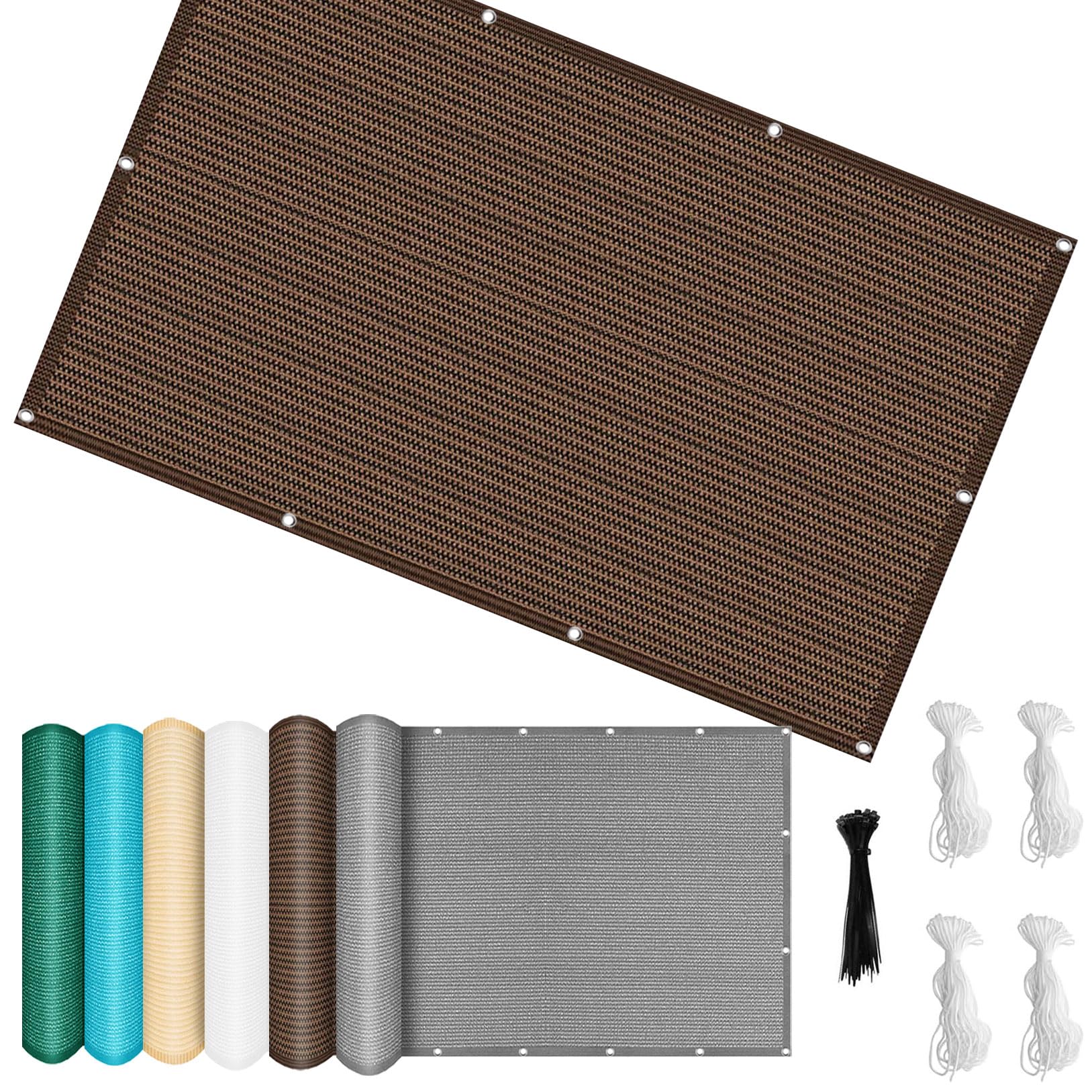 Voile d'ombrage rectangulaire marron 1,2x1,5m avec oeillets et corde pour jardin