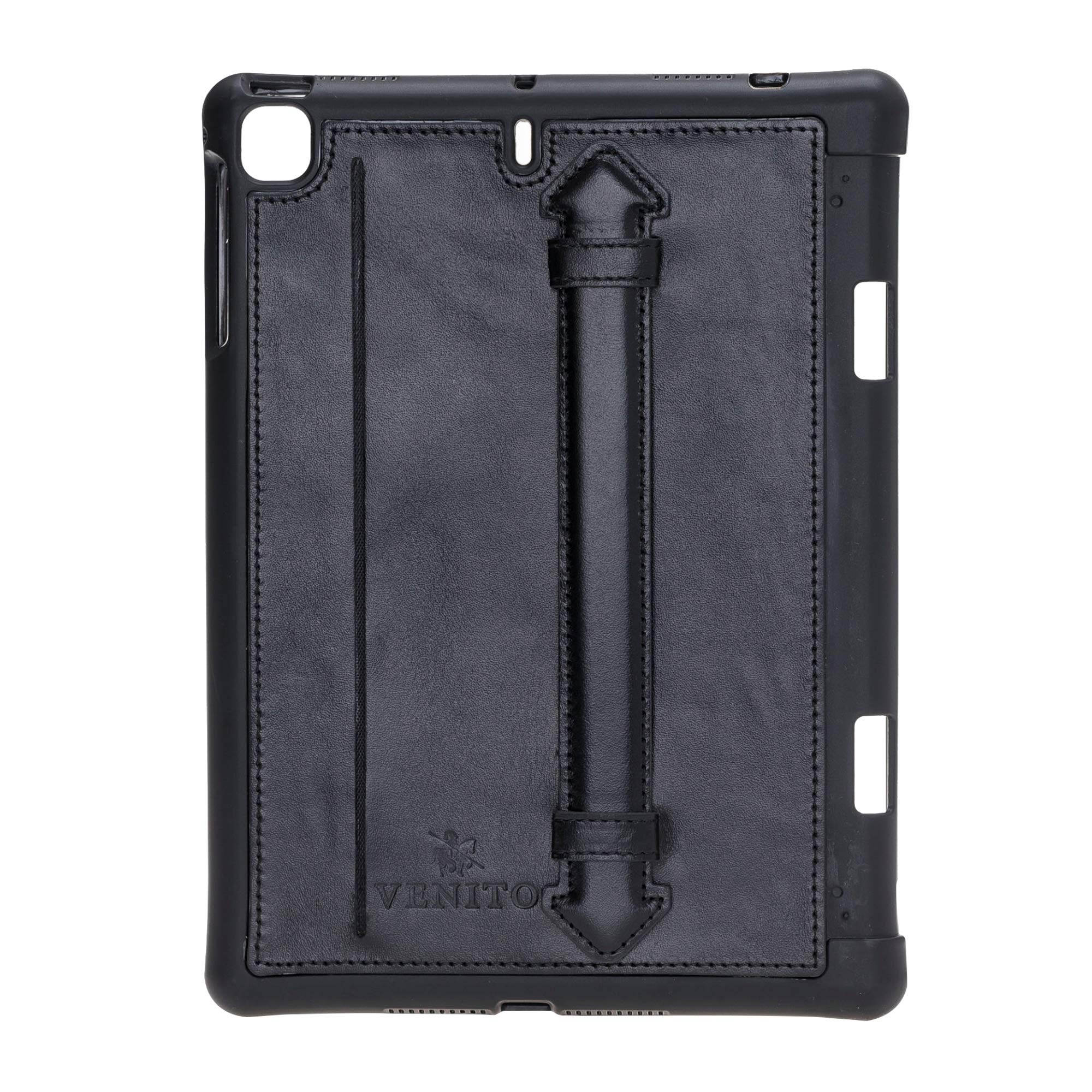 Venito Lecce Leather Wallet Case Compatible with iPad mini 5 (5th Generation), 2019 - Flex Handle Tablet Wallet - Rustic Black