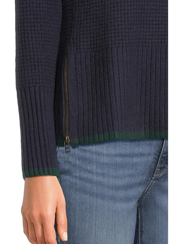 Navy L.L.Bean Supersoft Waffle Sweater Turtleneck Fair Isle