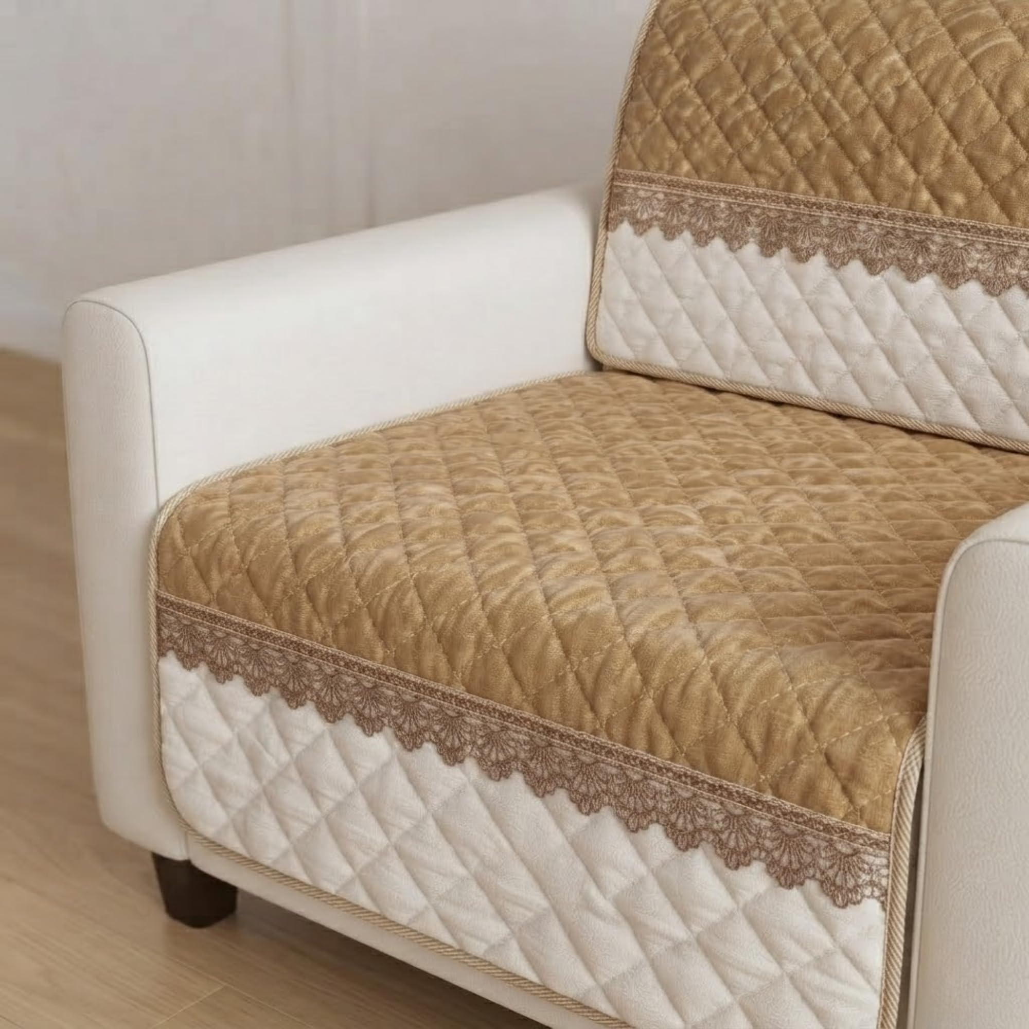 Velvet Quilted Sofa Cover Set - 5 Seater Protection -2 Velvet Quilted Sofa Cover Set - 5 Seater Protection -2