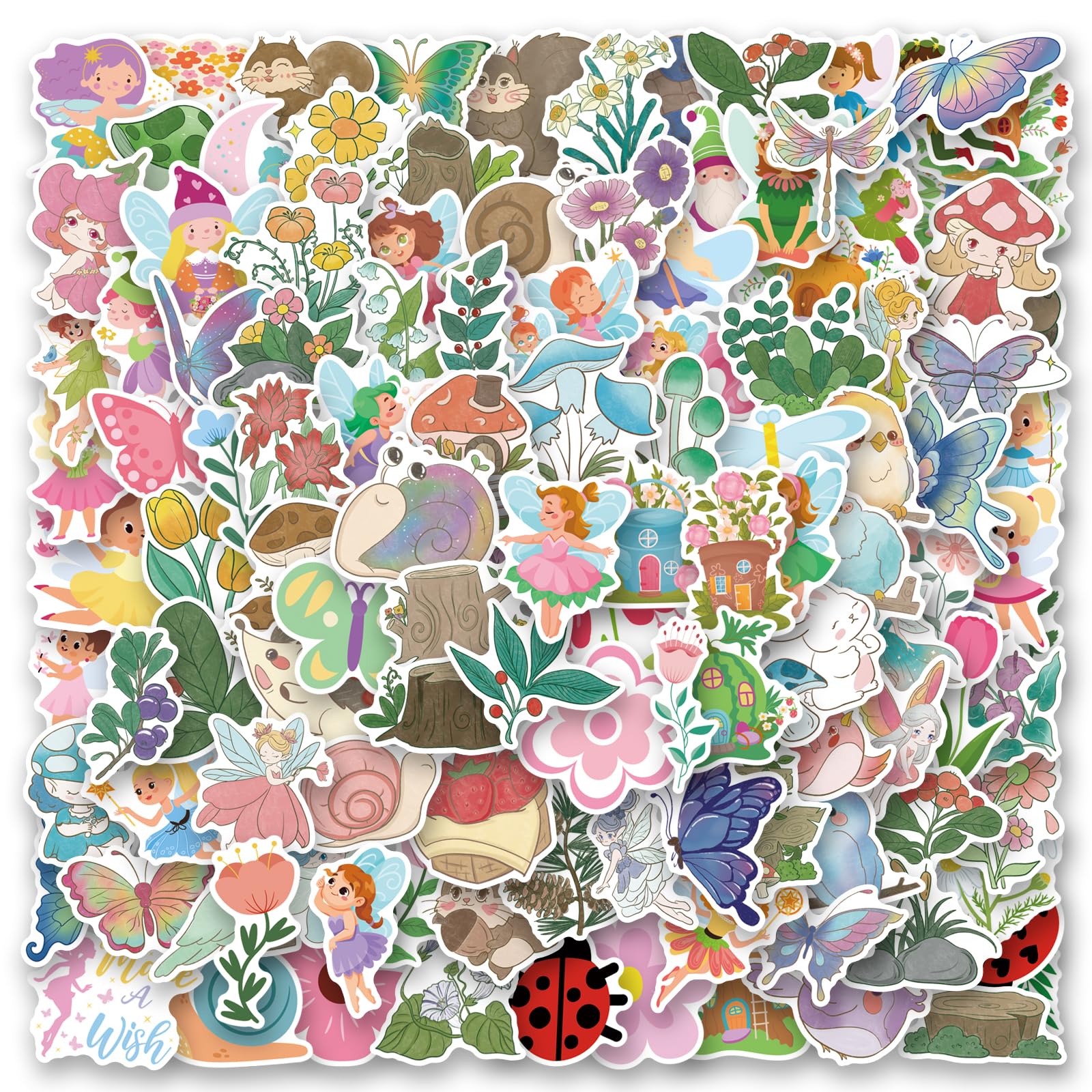 200Pcs Forest Fairy Stickers Vinyl Aesthetics Sticker for Scrapbooking, Diary, Laptop, Bumper, Skateboard, Water Bottle, Computer, Phone, Cartoon,