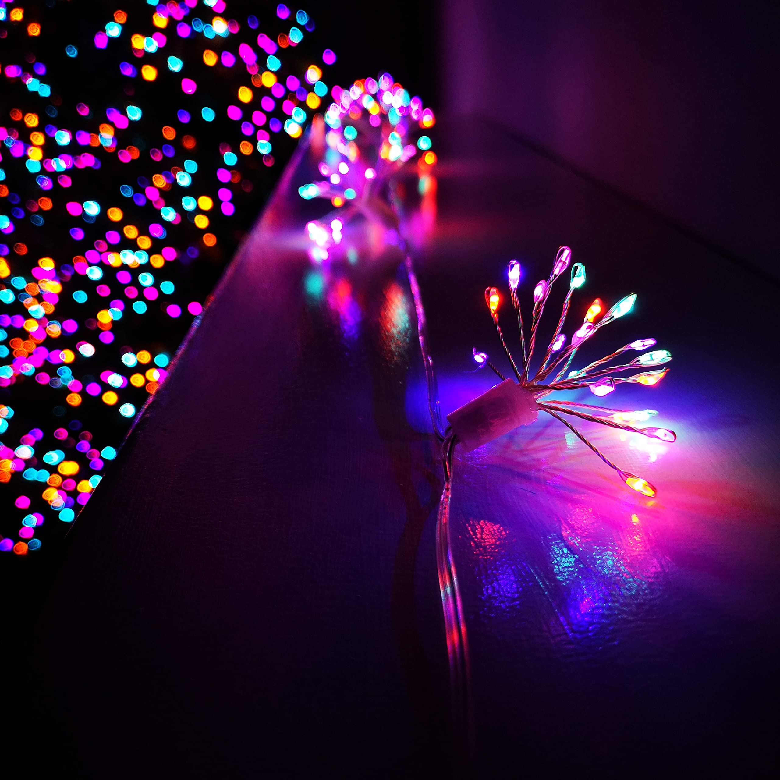 Samuel ALEXANDER 200 LED 10 Starburst Christmas Multi Function Battery Timer Lights in Rainbow
