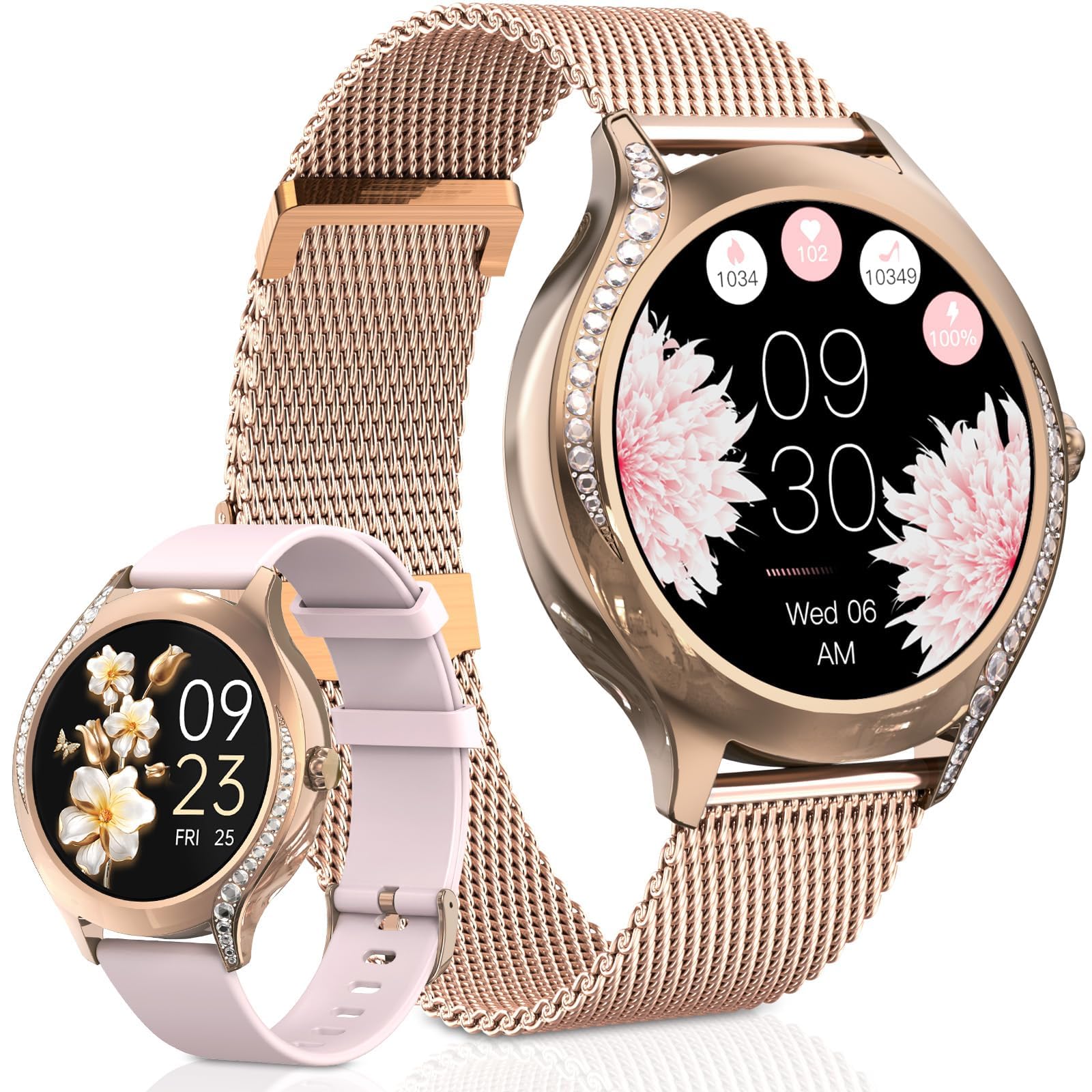 Reloj inteligente para mujer con llamadas Bluetooth, elegante reloj de fitness para mujer con monitor de sueño de frecuencia cardíaca, IP68 impermeable, rastreador de actividad con más de 100 modos