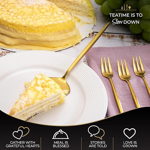 Miniatura 7 de Bundles and Save KiiZYs - Juego de cubiertos dorados mate y cucharas para servir, tenedores, cubiertos de acero inoxidable