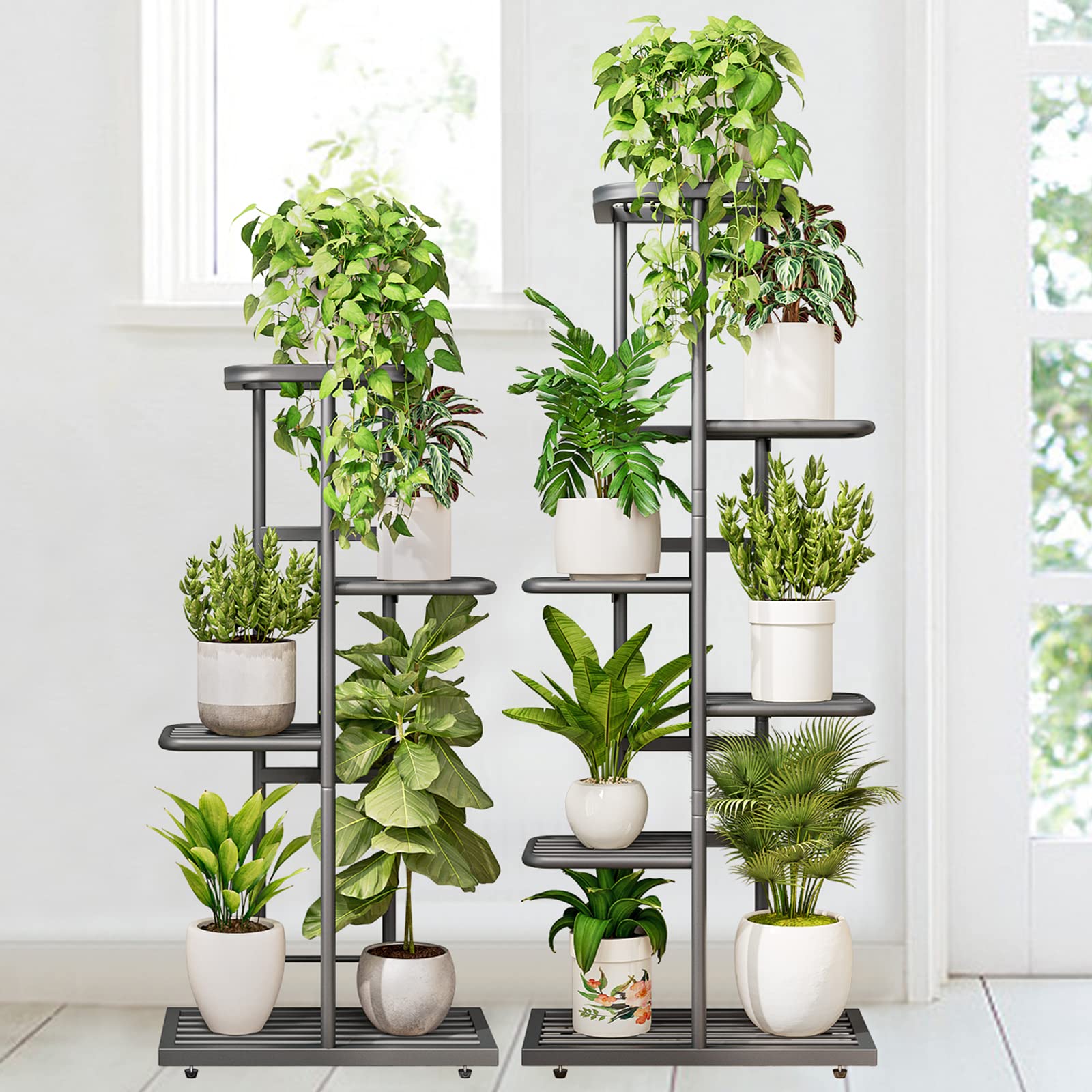 プラントスタンド　鉢植えホルダー付き　ブラック立型植物棚　棚　金属　ラック 61qnowqYPxL._UF894,1000_QL80_.jpg