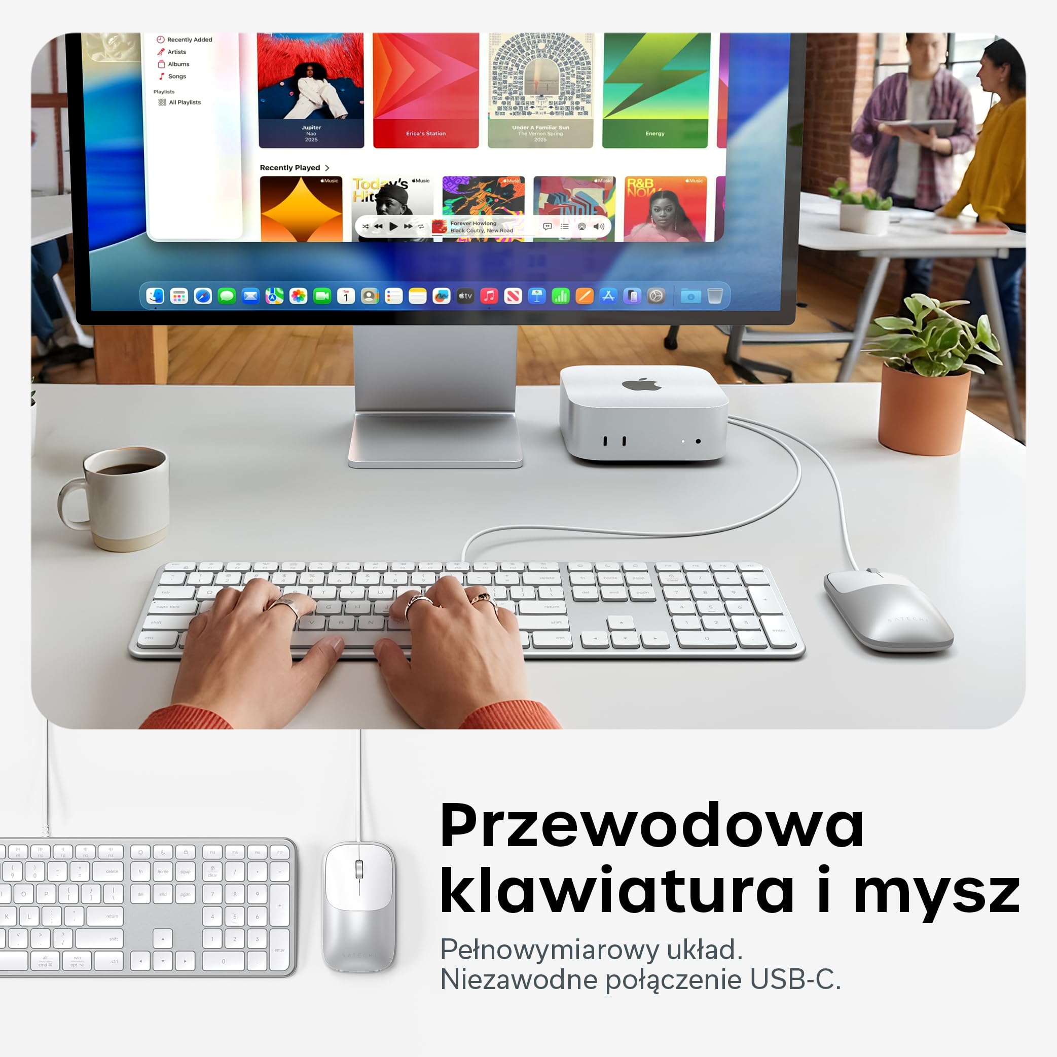 SATECHI klawiatura i mysz CLX3, amerykański układ QWERTY, srebrne | Plug and Play przez USB-C, zgodność z macOS i Windows oraz urządzeniami z Androidem