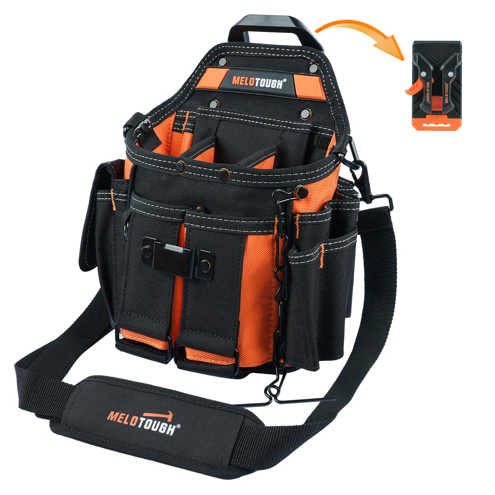 MELOTOUGH Tool Belt Pouches Elektricien Tool Pouch met Belt Clip, Utility Top Trekkoord Organizer Tool Pouch Bag voor HVAC, Timmerman, Loodgieter