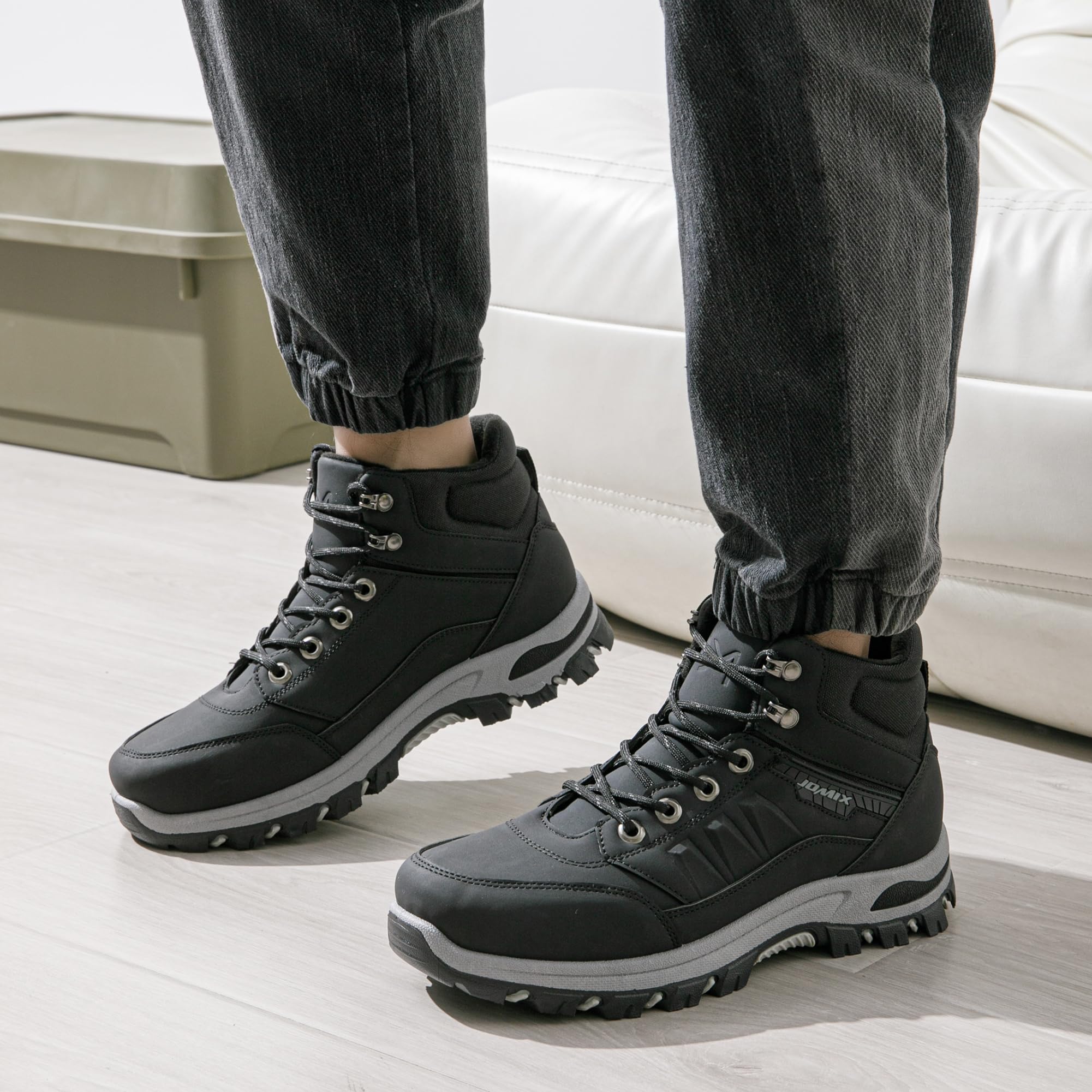 JOMIX Scarpe Trekking Uomo Invernali Antiscivolo Scarponcini da Montagna Hiking Outdoor Leggeri e Resistenti Scarpe Uomo Caviglia Alta per Escursionismo Campeggio e Casual