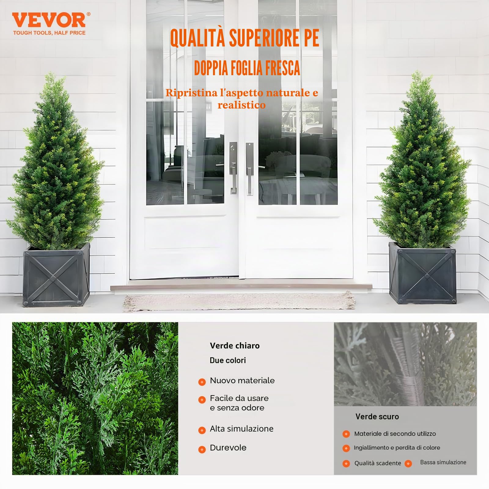 VEVOR Albero Topiario di Cedro Artificiale, Alto 91,4 cm Realistiche Piante in Vaso di Pino con Foglie Extra, Set di Verde Artificiale Protetto dai Raggi UV per Domestica di Interni Esterni (2 Pezzi)