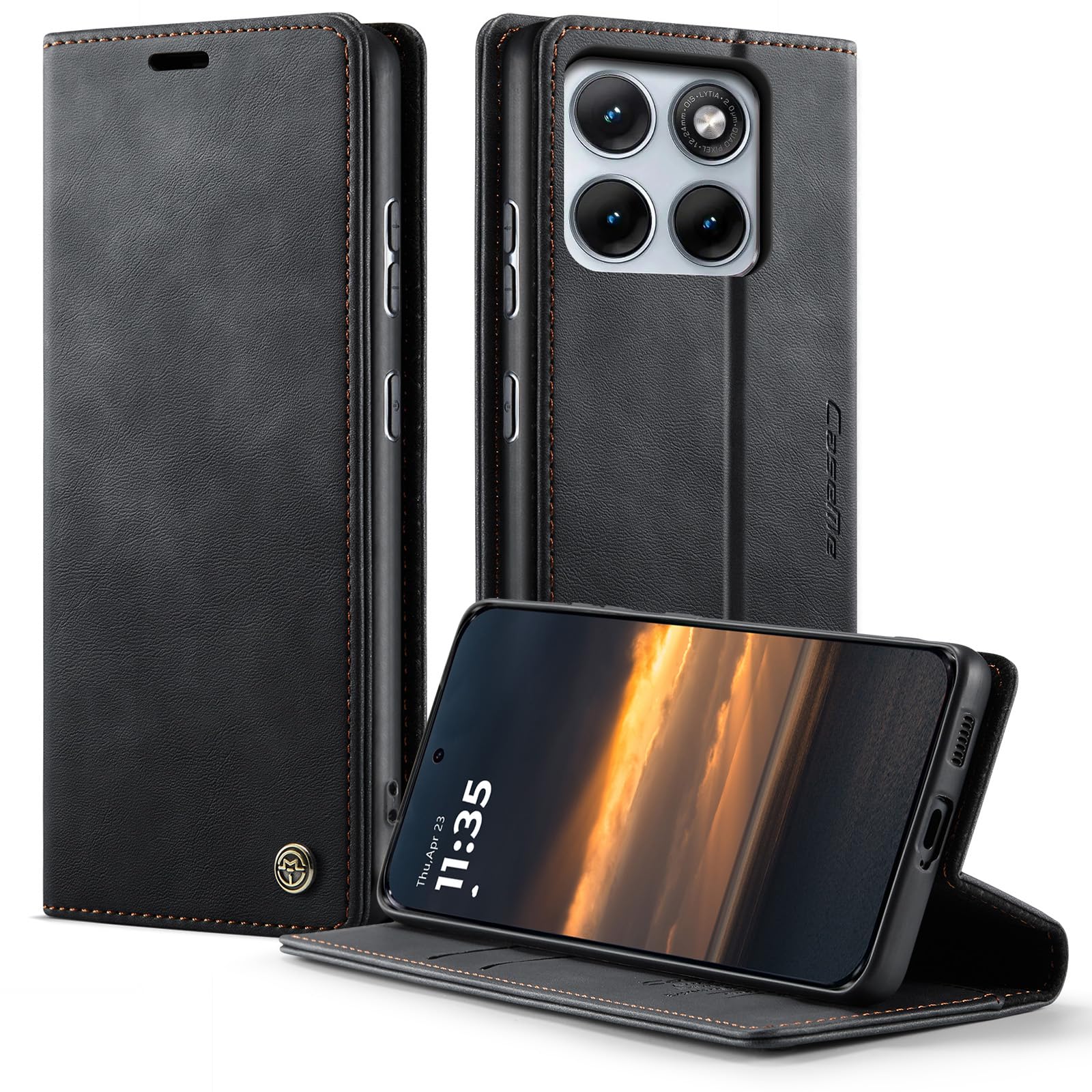 owlhold hülle für iPhone 16/17 Premium Weiches Vintage-Nubukleder klapphülle