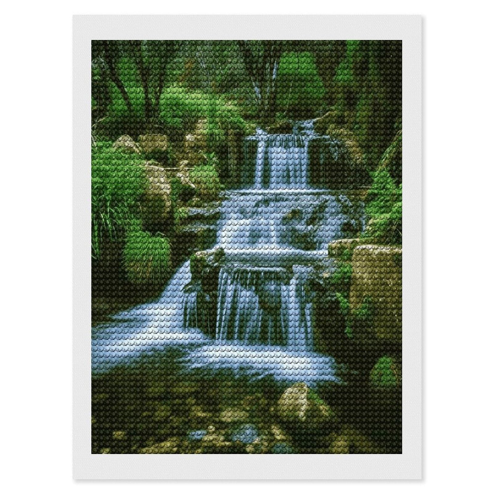 FekiLoot Waterfall Flowing Down Paint by Numbers Kit for Adults Beginner DIY Diamond Dots Paintings Round Full Drill Diamond Art Kits Picture Diamond Art Painting Kits for Home Decor 12"x16"