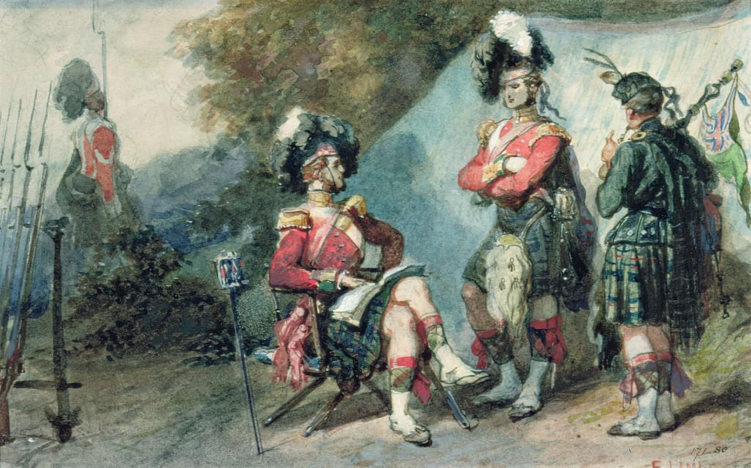 SERENDIPITP Retro Picture Poster Wall Art Pictures Painting Officers At Chobham Camp in by Eugene Louis Lami Wall Art Canvas Print for Wall Decor 60x90cm