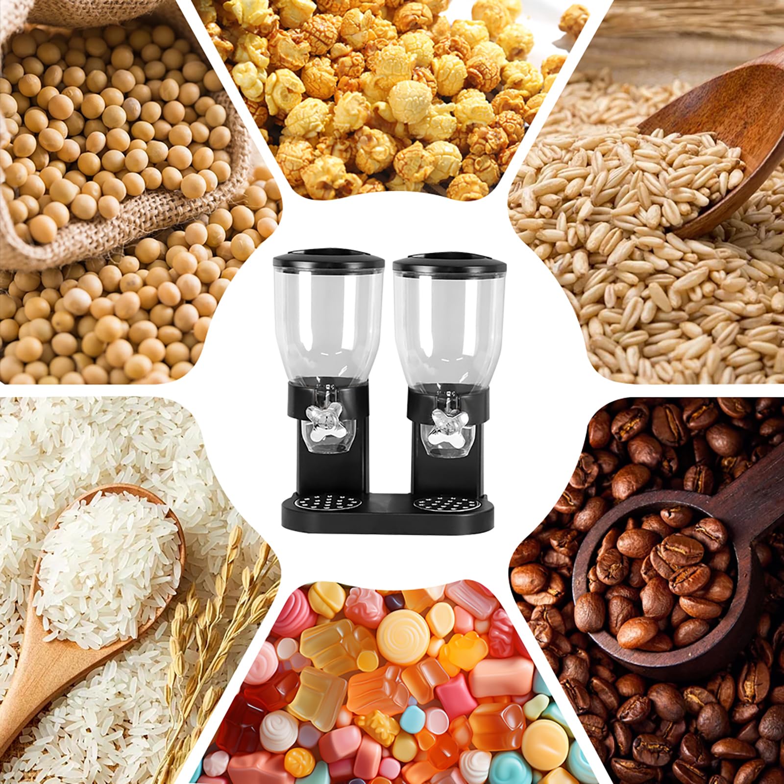 Dozownik do musli, 2 l, pudełko do przechowywania, organizer kuchenny z pokrywką, dozownik do musli, ziaren kawy, suchych produktów spożywczych, słodyczy, ryżu, zboża