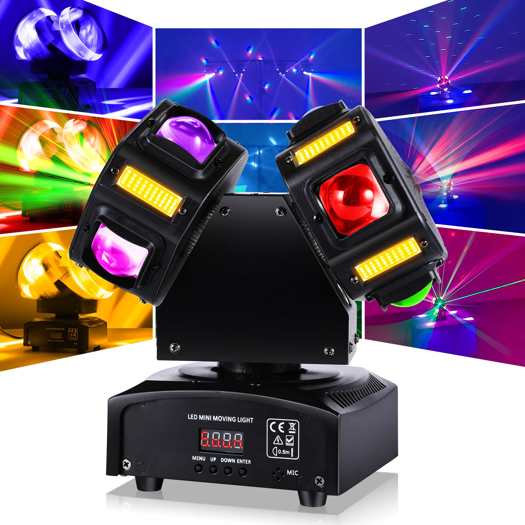 120W DJ Luci, 8LEDs 10W luci discoteca, Luce da Palcoscenico e Feste con strobo ad alta luminosità, Auto, Attivato dal Suono e DMX512 Controllo per Discoteca Club DJ Bar Halloween Natale