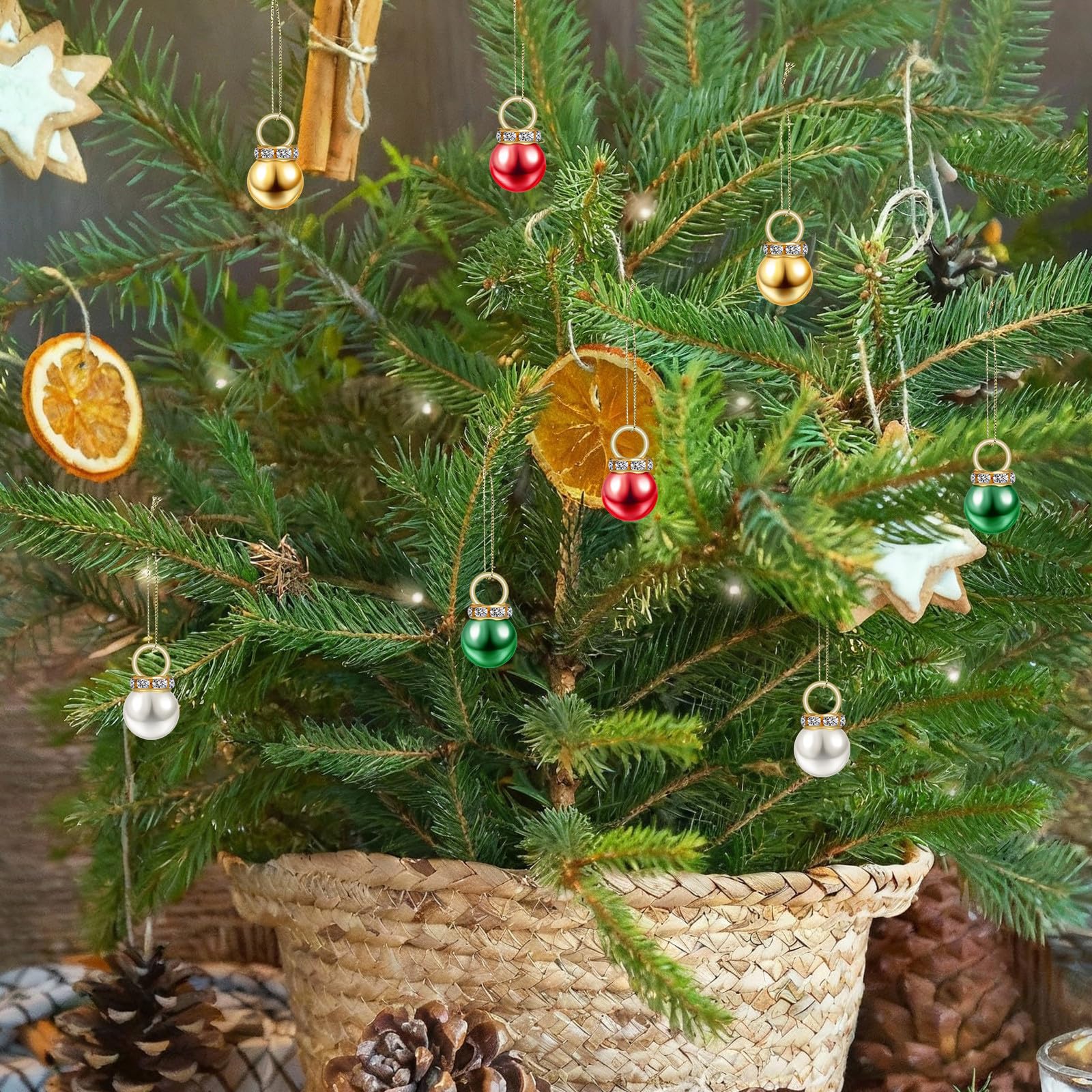 Operitacx 200 Unidades Bolas de Navidad Pequeñas para Árbol Diseño Festivo y Textura Refinada, Ligeras y Fáciles de Colgar para Decoración Interior y Exterior en Fiestas