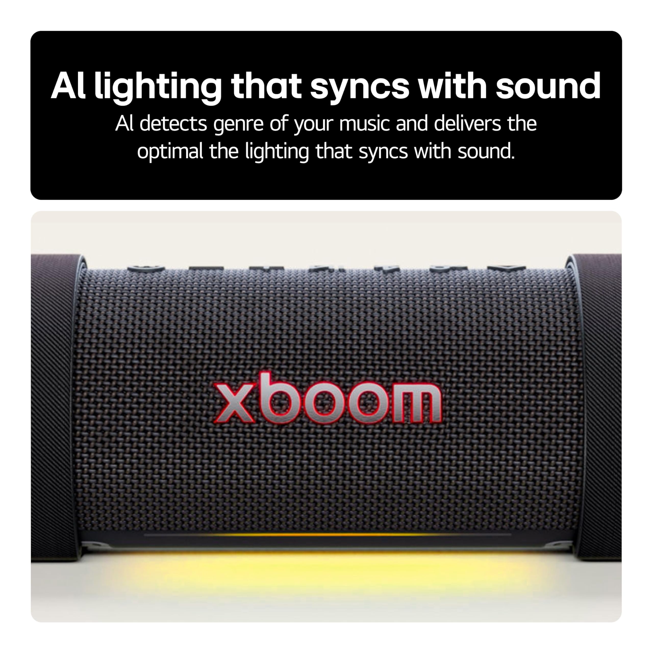 LG xboom Grab by will.i.am, xboom Signature Sound, przenośny głośnik Bluetooth, do 20 godzin odtwarzania, odporność na kurz i wodę IP67, trwałość MIL-STD 810H, regulowany pasek do noszenia