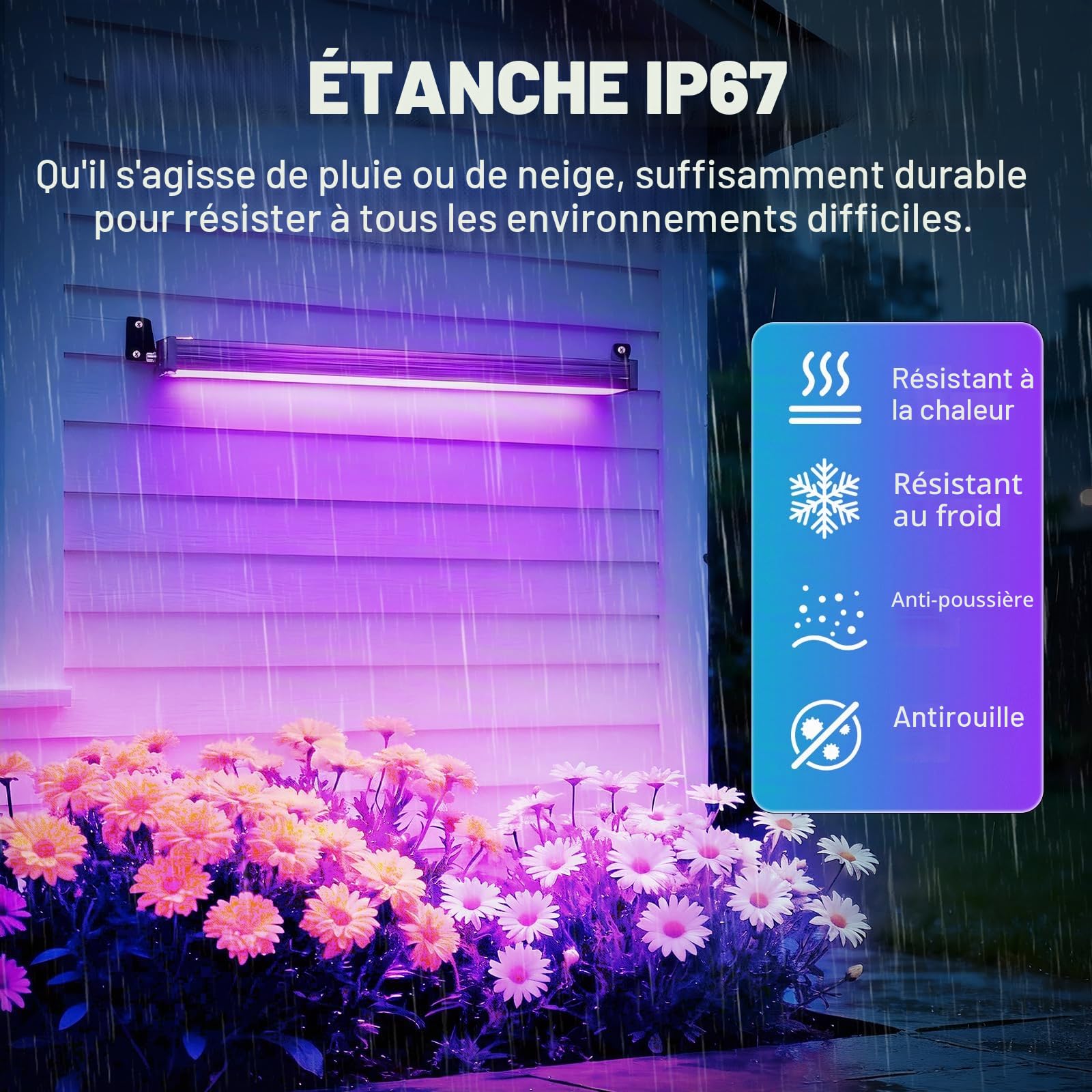 1 x 28W Projecteur RGB LED Extérieur avec Télécommande et APP | 96 LEDs, Intensité Variable, 16 Millions Couleurs, Minuterie, Scintillement, IP67, Barre lumineuse pour Fête, Scène, Jardin