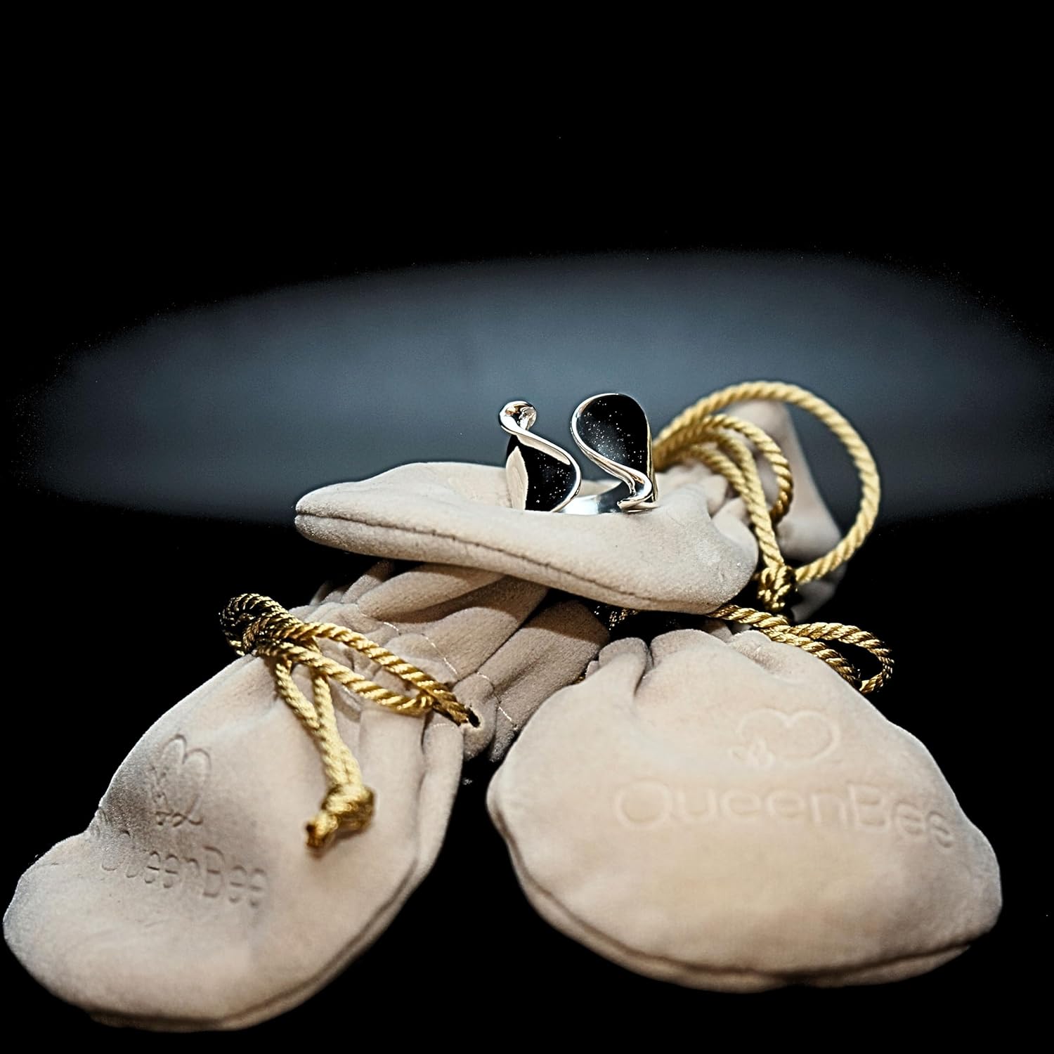 QueenBee Adjustable Geometric Statement Ring for Women – Silver or Gold Plated Asymmetric Open Band, Minimalist Bold Cocktail Design, Gift for Christmas, Valentine’s Day & Birthday - Image 5