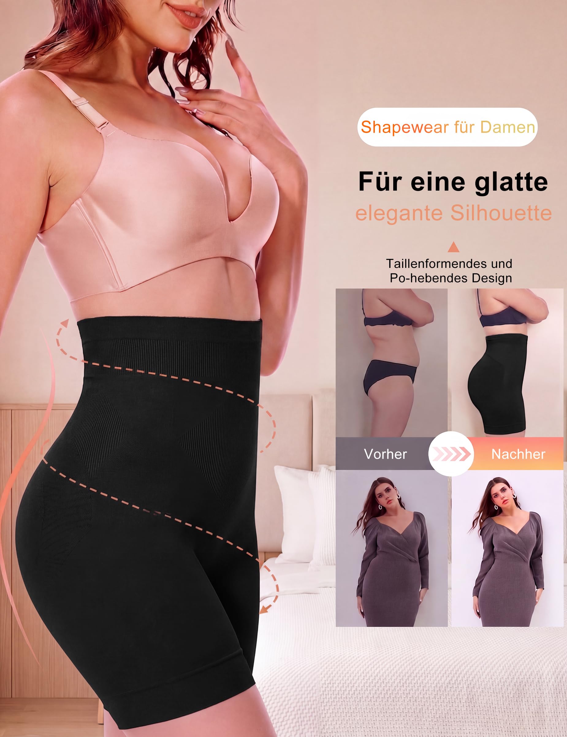 Bresdk Bauchweg Unterhose Damen Shapewear Stark Formend Hochbund Nahtlos Atmungsaktiv Yoga