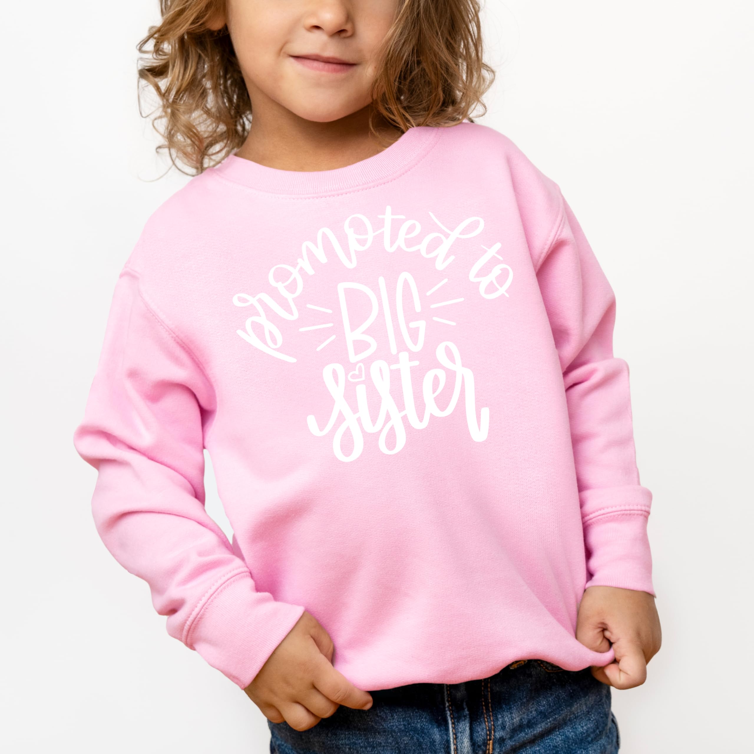 Olive Loves Apple Promoted to Big Sister Sweatshirt Sibling Reveal Announcement for Baby and Toddler Girls Sibling Outfits Pink Sweatshirt 2T