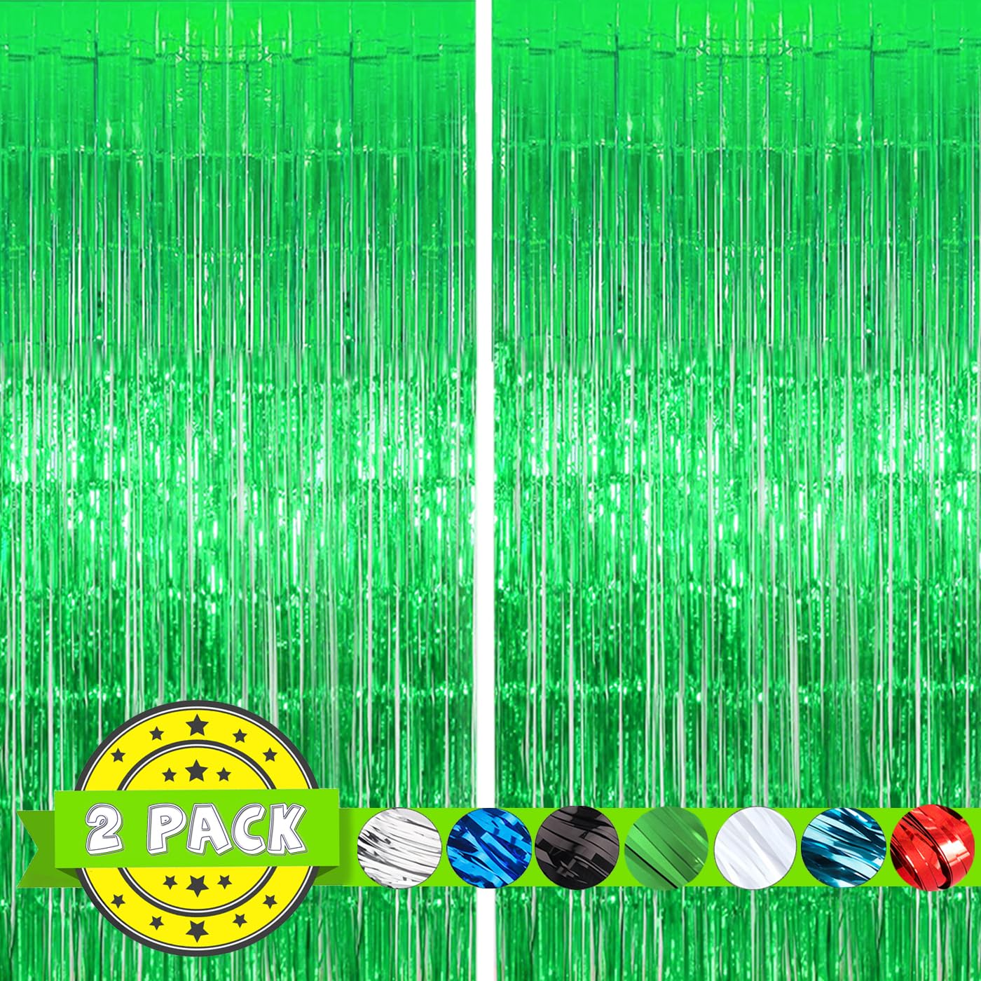 Vanujoy 2 Pack Green Streamers Decorations for Birthday Party, Graduation, St Patrick's Day, Dinosaur, Football Party Decorations