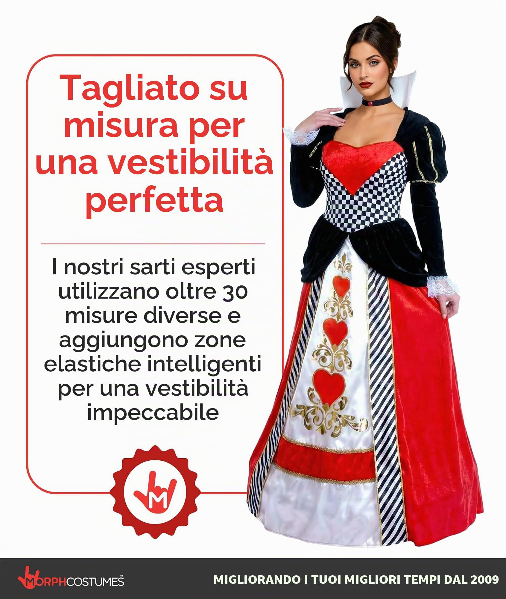 Fun Shack Costume Regina Di Cuori Donna - Abito Carnevale, Vestito per Halloween, Compleanni e Party, Alice nel Paese delle Meraviglie Donna