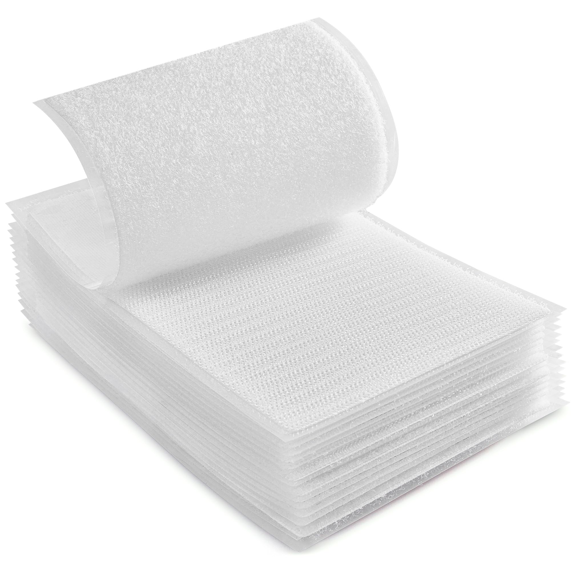 Photo 1 of (4 Inch x 6 Inch, 8 Sets) Strips with Adhesive for Fabric, No Sew Stick On for Fabric, Sticky Back for Clothes, Curtains - Heavy Duty Double Sided Hook and Loop Hem Tape Fasteners, No Sewing, White