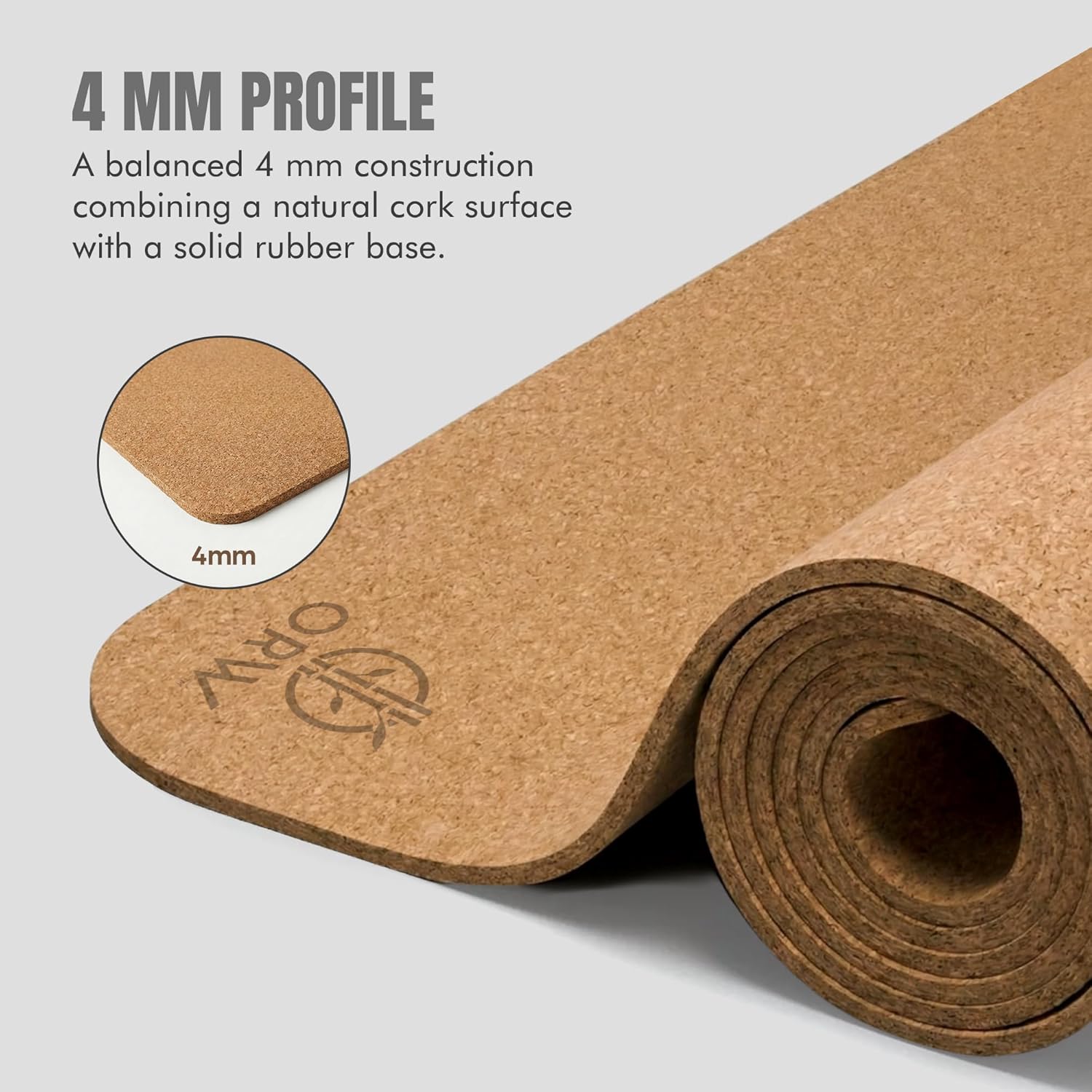 ORW Non Slip Hot Yoga Mat - Grip Surface & Natural Rubber Base, REACH Tested, Home & Studio Practice