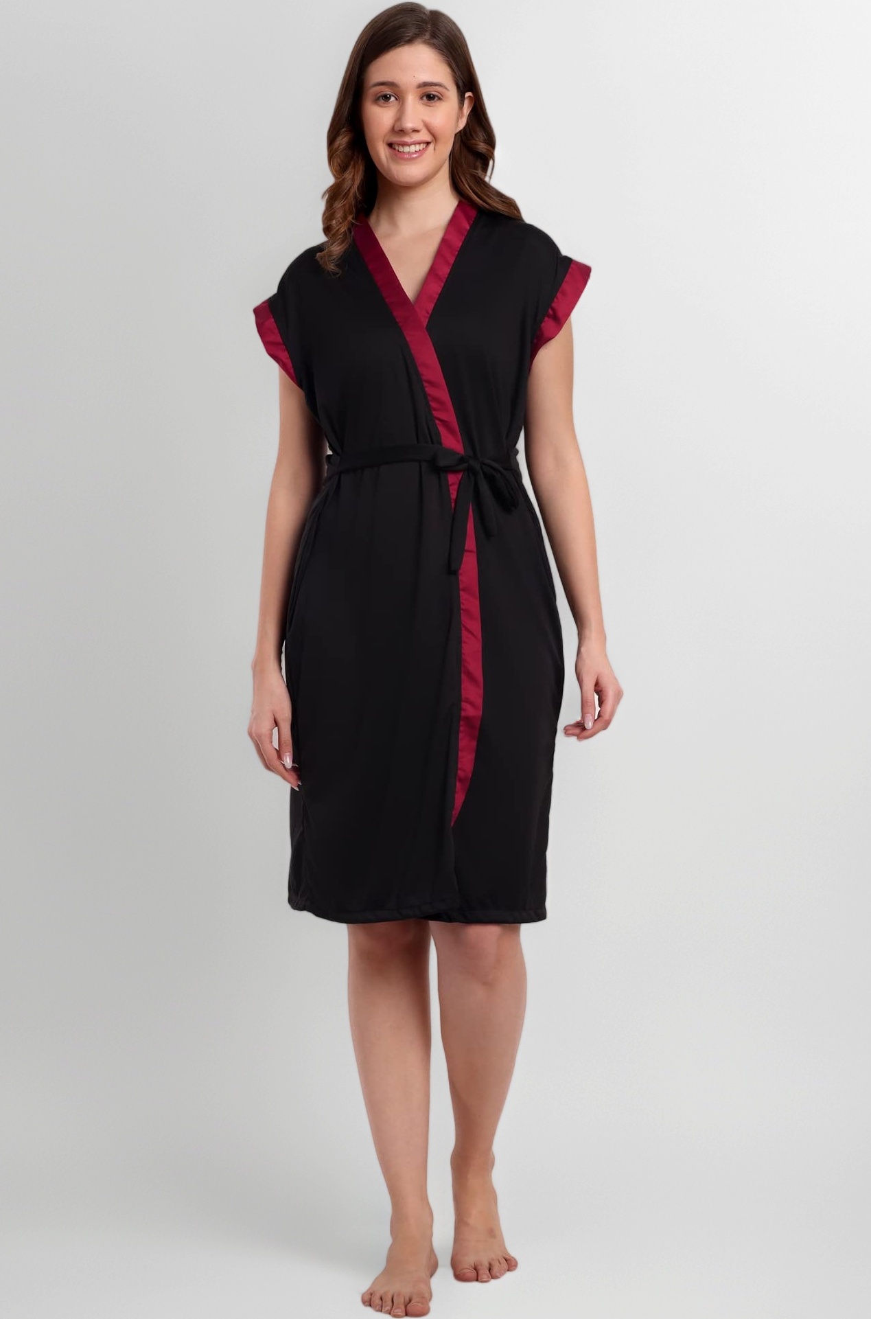 Satin Women Japanese Makeup Gown for Salon and Kimono Ladies Nightwear