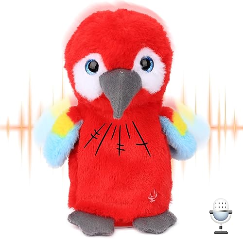 Hopearl Talking Parrot Repeats What You Say Nodding Juguete animado eléctrico interactivo de peluche para niños pequeños rojo 75 pulgadas