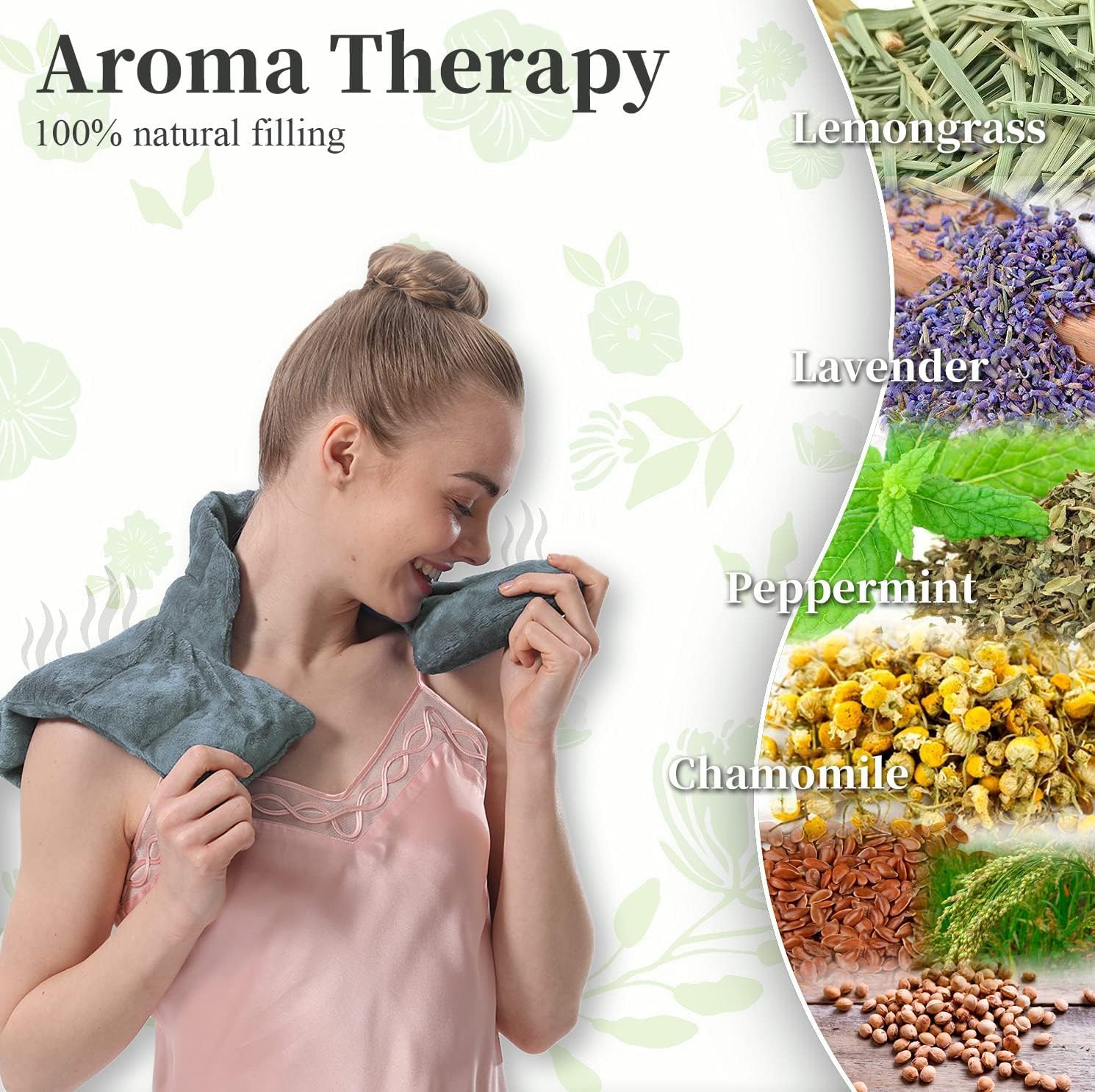 Aroma Season Coussin chauffant pour le cou et les épaules à micro-ondes Soulagement de la douleur et arthrite (Gris)