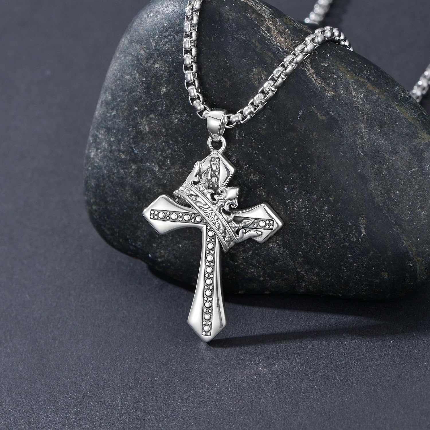 Cross Necklace 925 Sterling Silver Cross Necklace Cross Pendant Christian Religious Cross Jewelry Gifts for Men Women - Image 2