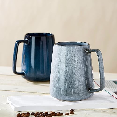 Vista 32 de Tazas de café de cerámica grandes de 24 onzas, tazas de té y café extra grandes, taza de café con mango grande para oficina y hogar, microondas