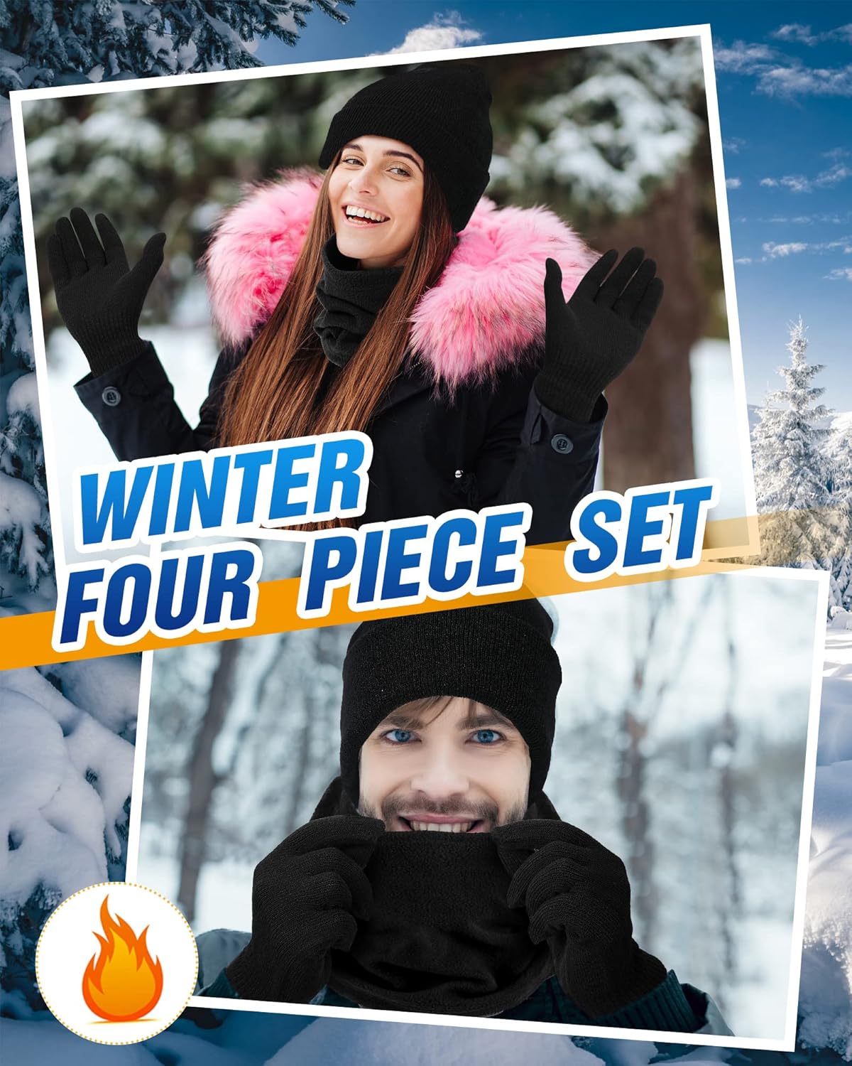 Jecery 48 Pack Winter Bulk Beanies Hats and Gloves Sets Winter Unisex Thermal Bulk for Men Women Homeless Xmas Charity Gifts - Image 5