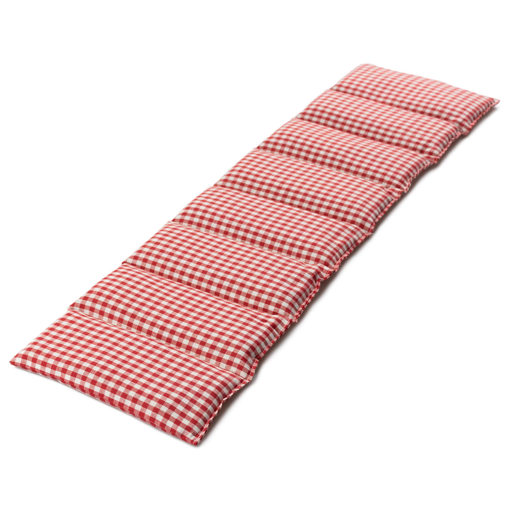 Saco térmico compartimentado en 8 con pepitas de uva 75x20cm | rojo y blanco | Almohada térmica para microondas | Calor y frío | Cojín térmico con semillas