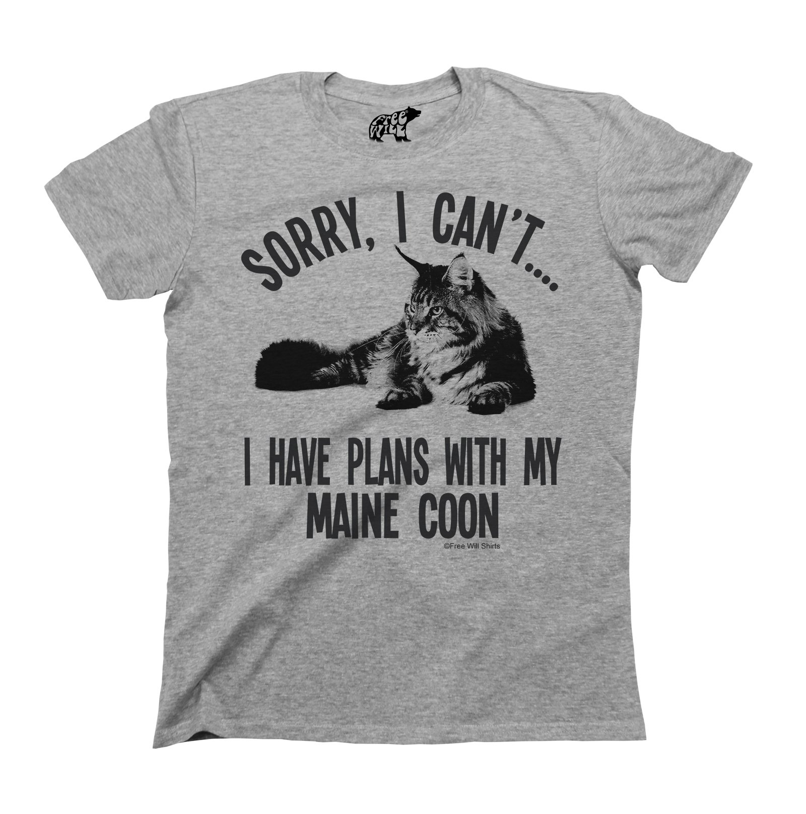 Sorry I Cant I Have Plans with My Maine Coon Cat, Mens or Womens Novelty Pet Breed T-Shirt Grey