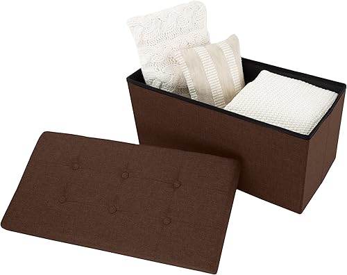 Miniatura 57 de Lavish Home - Banco otomano con almacenamiento, plegable, tapa acolchada de espuma con punzoneado de 30 pulgadas, gris oscuro